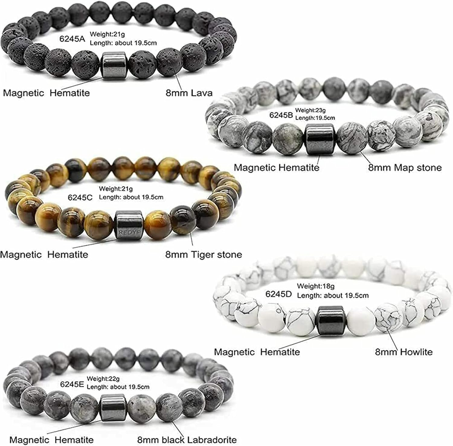 Smoking Cessation Bracelet, Quit Smoking Bracelet , 5PCS anti Anxiety Bracelet for Women Men, anti Smoke Magnetic Therapy Bracelet, Spiritual Bracelet Pain Relief for Weary Muscles & Joints (5Pcs), 宝石 image number 5