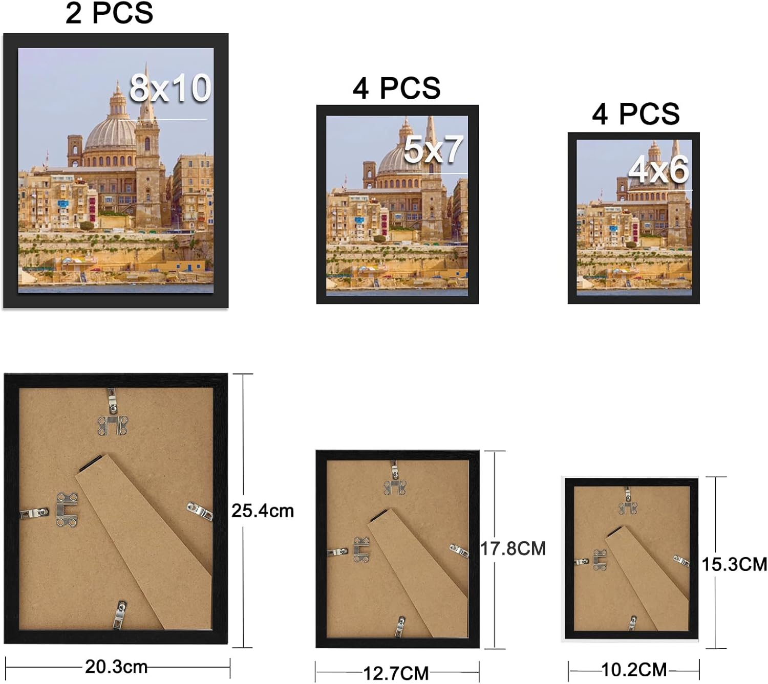 FALAZAR 10 Pack Picture Frames Collage Wall Decor, Photo Gallery Frame Set for Wall Mounting or Tabletop Display, Multi Sizes Including 2Pcs 8X10, 4Pcs 5X7, 4Pcs 4X6, Black image number 4