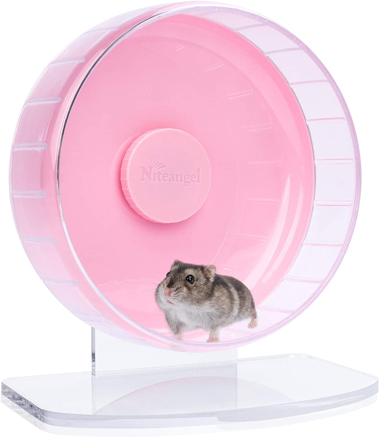 Niteangel Super-Silent Hamster Exercise Wheels: - Quiet Spinner Hamster Running Wheels with Adjustable Stand for Hamsters Gerbils Mice or Other Small Animals (S, Pink) image number 7