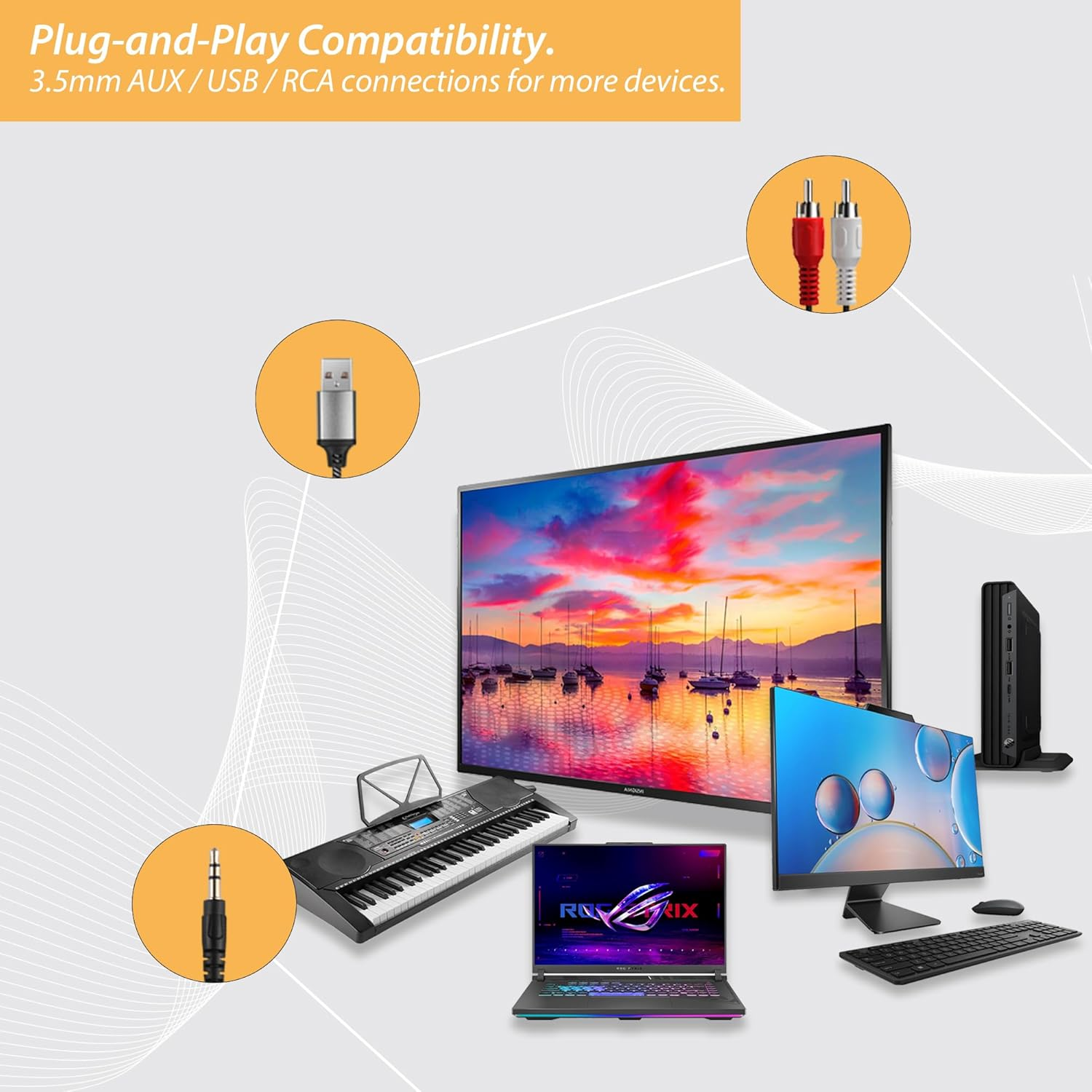 DUNGZDUZ 20Ft Extra Long Cord Headphones for TV & PC with Volume Control, Wired TV Headset with Extension Cable, 3.5Mm Aux Jack with USB & RCA Adapters for More Tvs, Senior Friendly image number 2