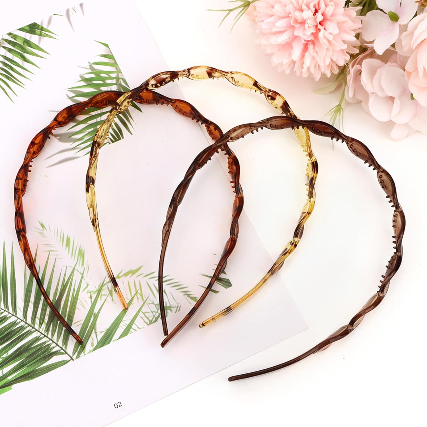 Exipsat Pack of 3 Spiral Headband Set, Women'S Zigzag Headband, Stylish Plastic Headband for Women image number 4