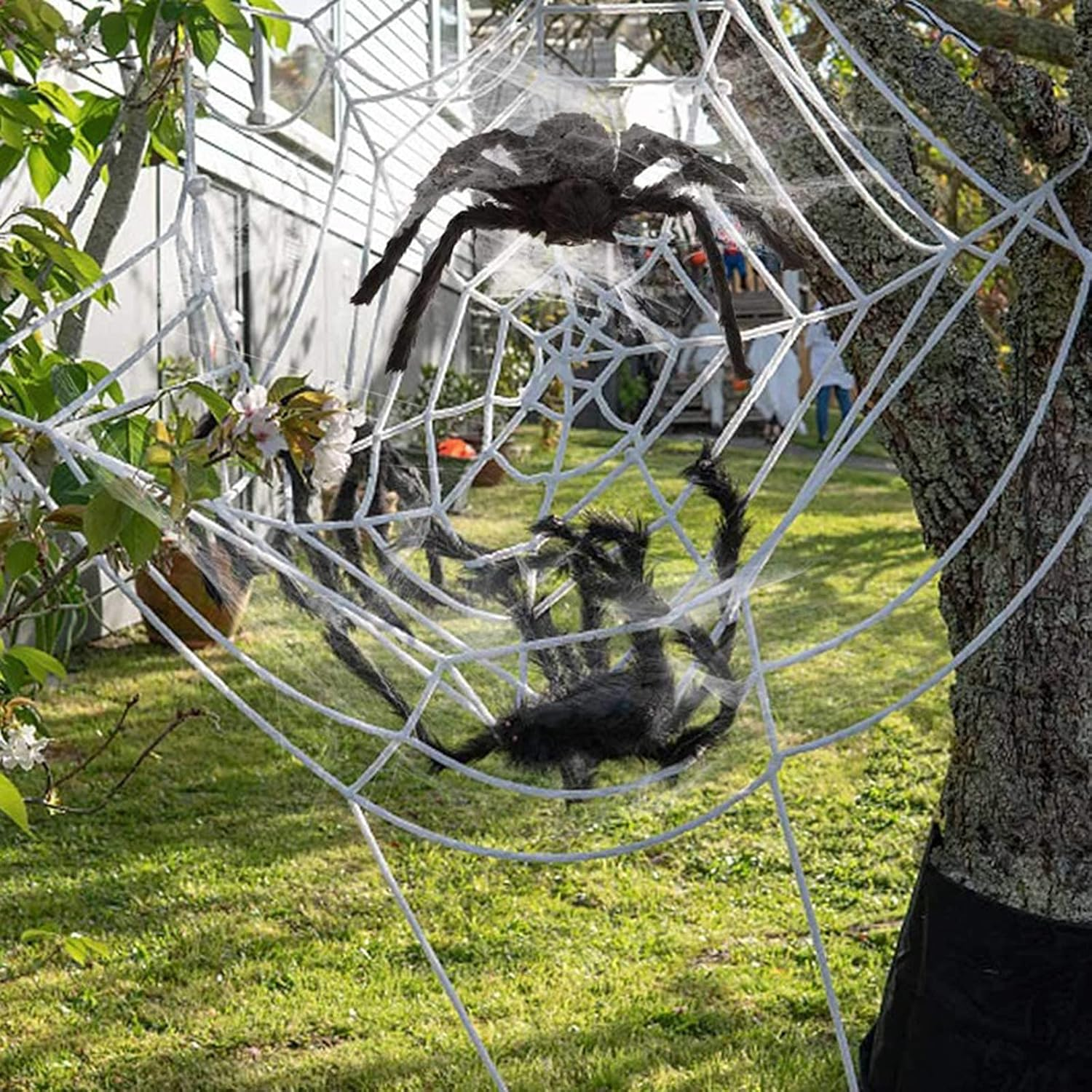 Halloween Decorations Giant Spider Web Decorations for Indoor Outdoor Halloween Decoration Yard Parties Supplies (B) image number 3