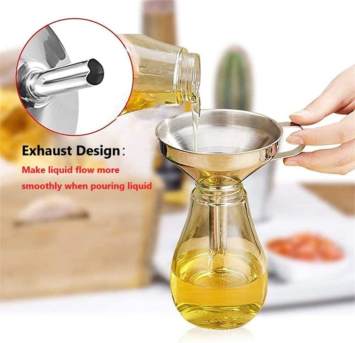 Stainless Steel Strainer Funnel Set, Kitchen Strainer Funnel Filter Set with Removable Strainer for Transferring Liquid, Fluid, Cooking Oil, Jam, Powder (3 Pack) image number 4
