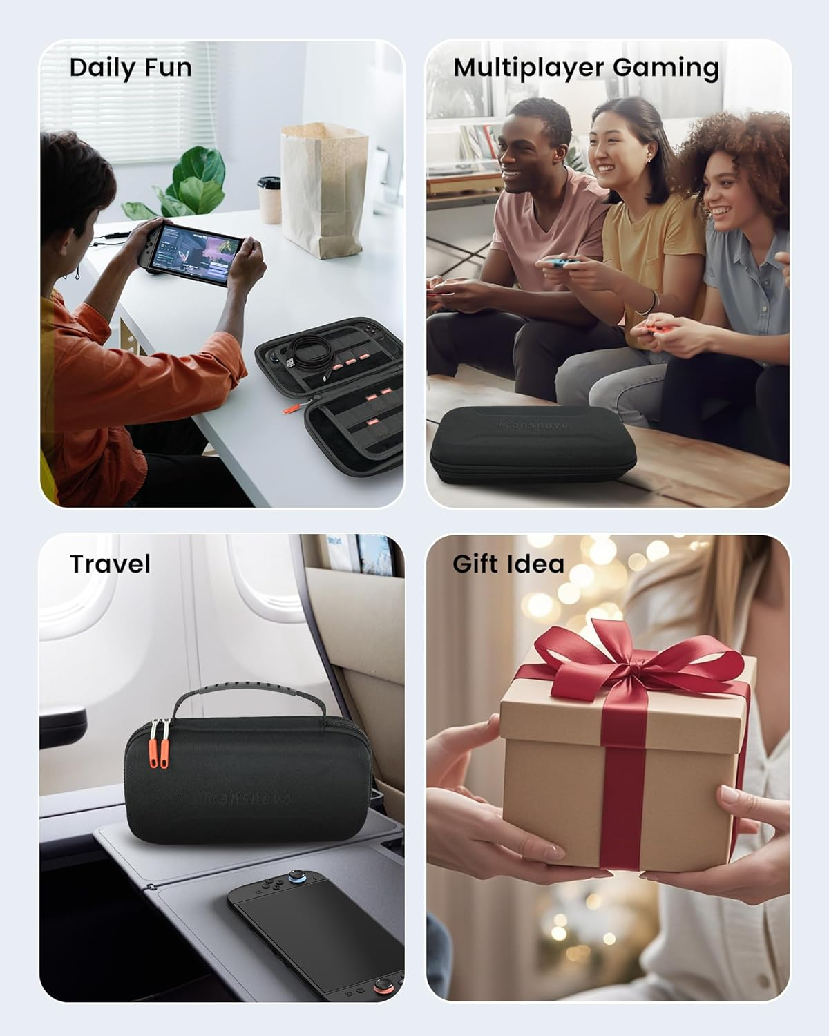 TRANSNOVO Protective Carrying Case Compatible with Nintendo Switch 2 (2025), 16-In-1 Travel Accessories Kit - Includes Screen Protector, Foldable Stand, Thumb Grips, Silicone Cover & Dust Stoppers image number 2