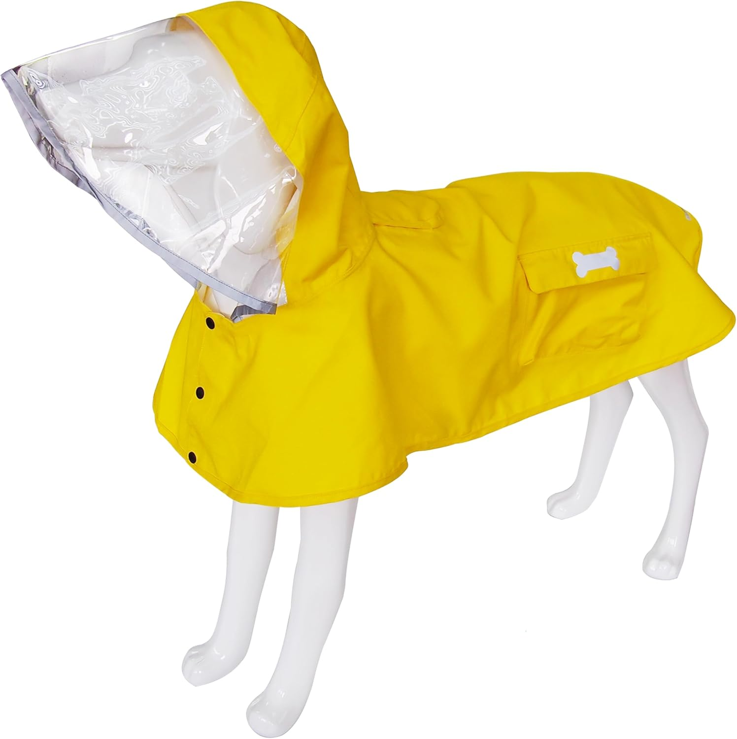 Waterproof Dog Raincoat, Adjustable Reflective Lightweight Pet Rain Clothes with Poncho Hood (Large, Yellow) image number 4