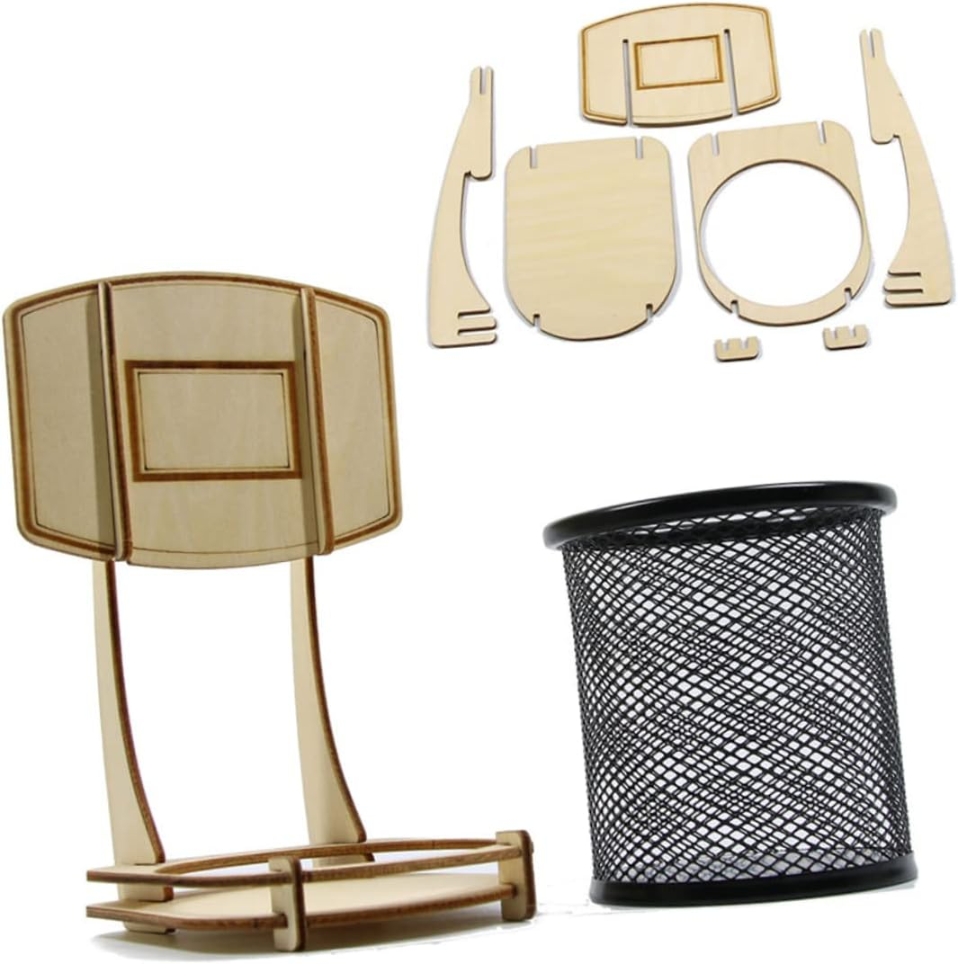 NUOBESTY Wooden Basketball Stand DIY Pen Holder Pencil Organizer Storage Case Detachable Pen Container for Desk Home Decorative Accessories Stationery Supplies image number 4