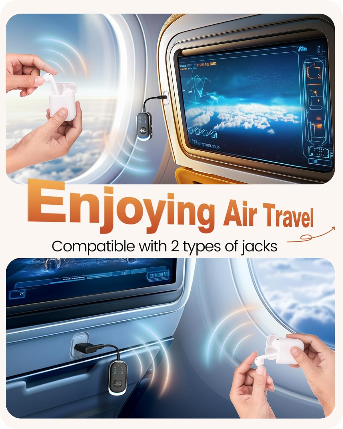 LENCENT Bluetooth 5.3 Transmitter and Receiver 2 in 1, Airplane Bluetooth Adapter for Airpods or Headphones Dual Pairs, 3.5Mm AUX Jack Wireless Audio Transmitter for Planes, TV, Car Stereo, Treadmill image number 6