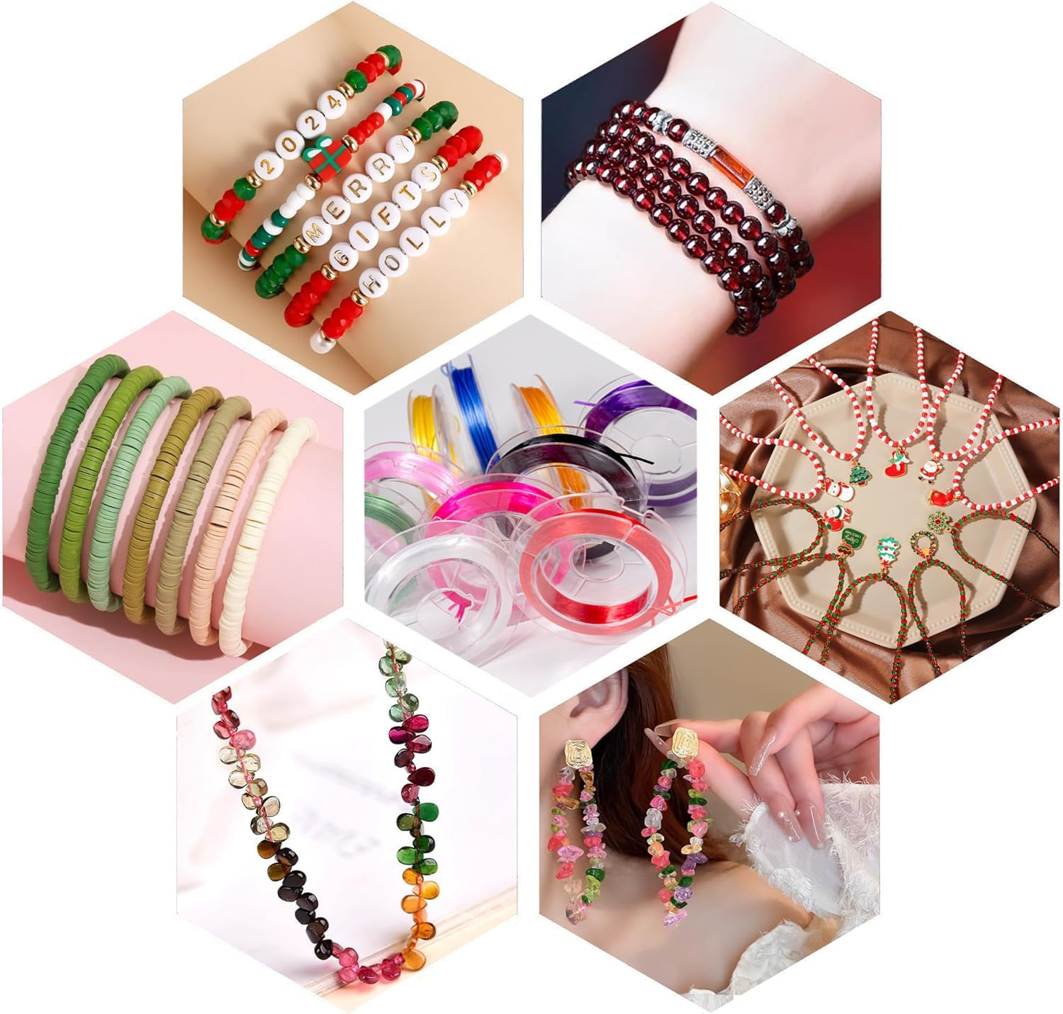 10 Rolls Elastic Bracelet String Cord,Betterjonny 0.6Mm Flat Jewelry String Multipurpose Jewelry Making Elastic Thread for DIY Jewelry Making Friendship Bracelets（10 Color） image number 6