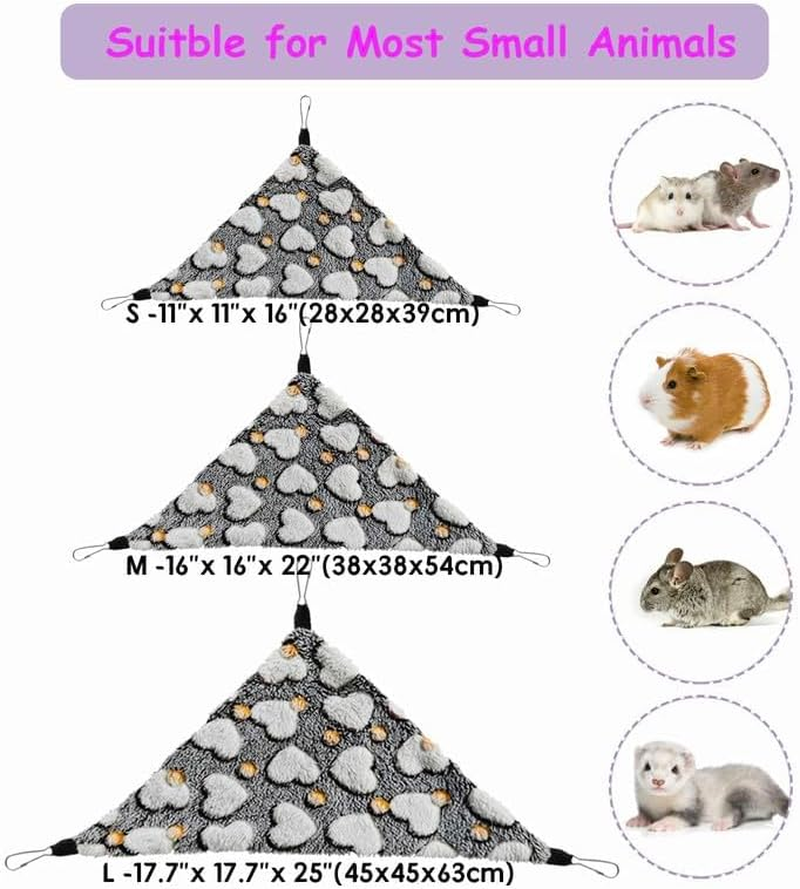 GOMICRAFT Pack of 2 Hanging Corner Hammock with Hooks for Ferrets, Rats, Guinea Pigs, Chinchillas, Hamsters, Hedgehogs, and Other Small Animals., Large, Coffee+Purple image number 6