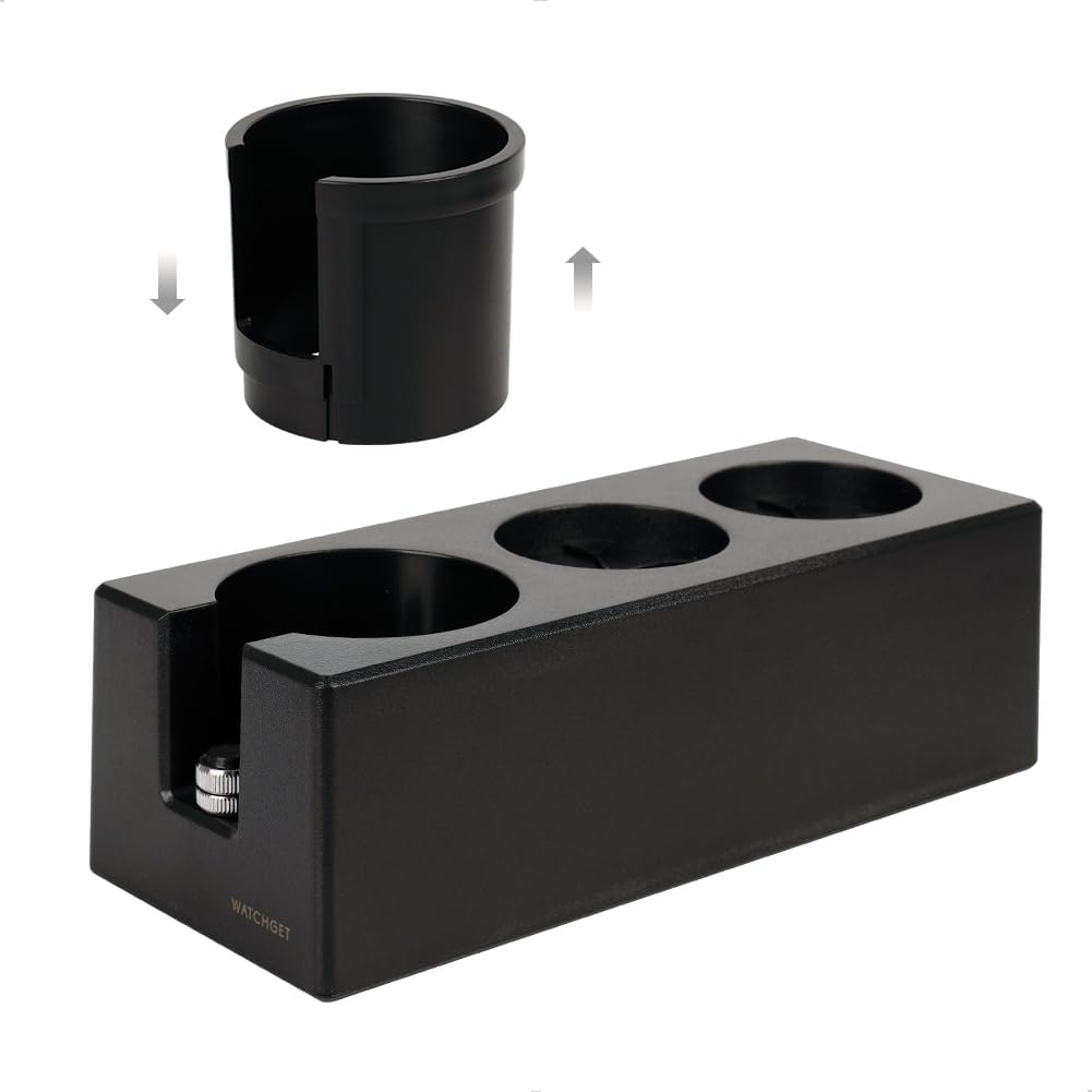 Watchget Espresso Tamping Station, Plastic Espresso Organizer Box for 51/54/58Mm Portafilter, Tamper, Distributor and Barista Accessories, Coffee Tamper Station, Black image number 2