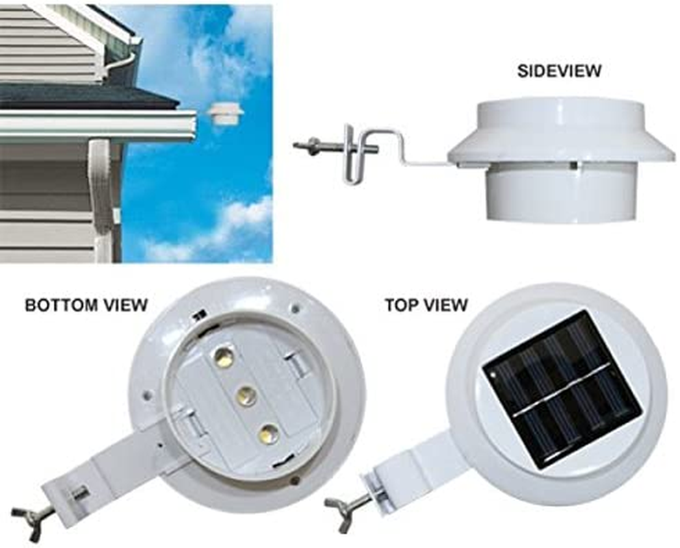 4 Pack White Solar Powered Gutter Lights Outdoor Decorative Waterproof Led Fence Lamp for Lighting Railing, outside Wall, Deck, Garden, Path, Backyard, Sidewalk, Yard, Patio, No Drilling Installation image number 5