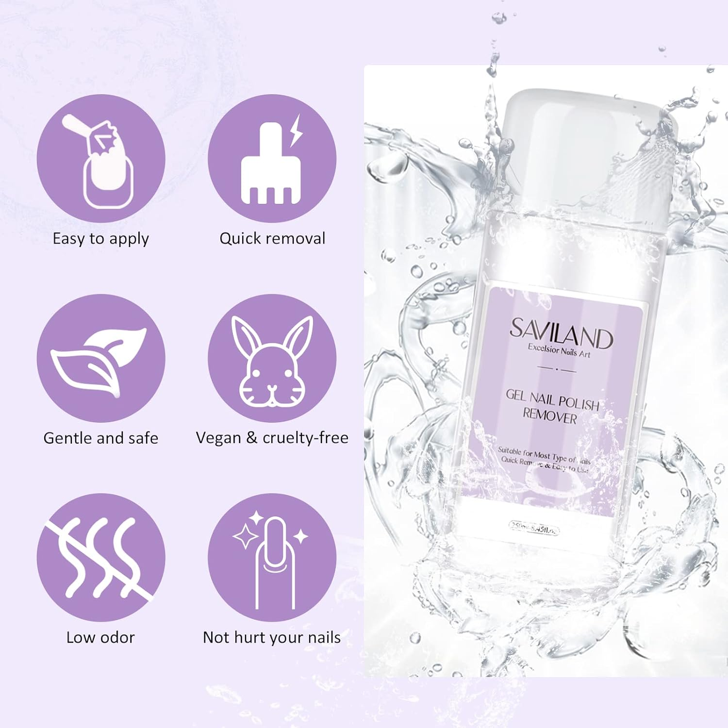 SAVILAND Gel Nail Polish Remover Kit: 250ML Nail Polish Remover with Nail Clips, Nail Tools,Cuticle Pusher, 500PCS Cotton Pad Nail Remover Manicure Kit for Salon Home DIY image number 3