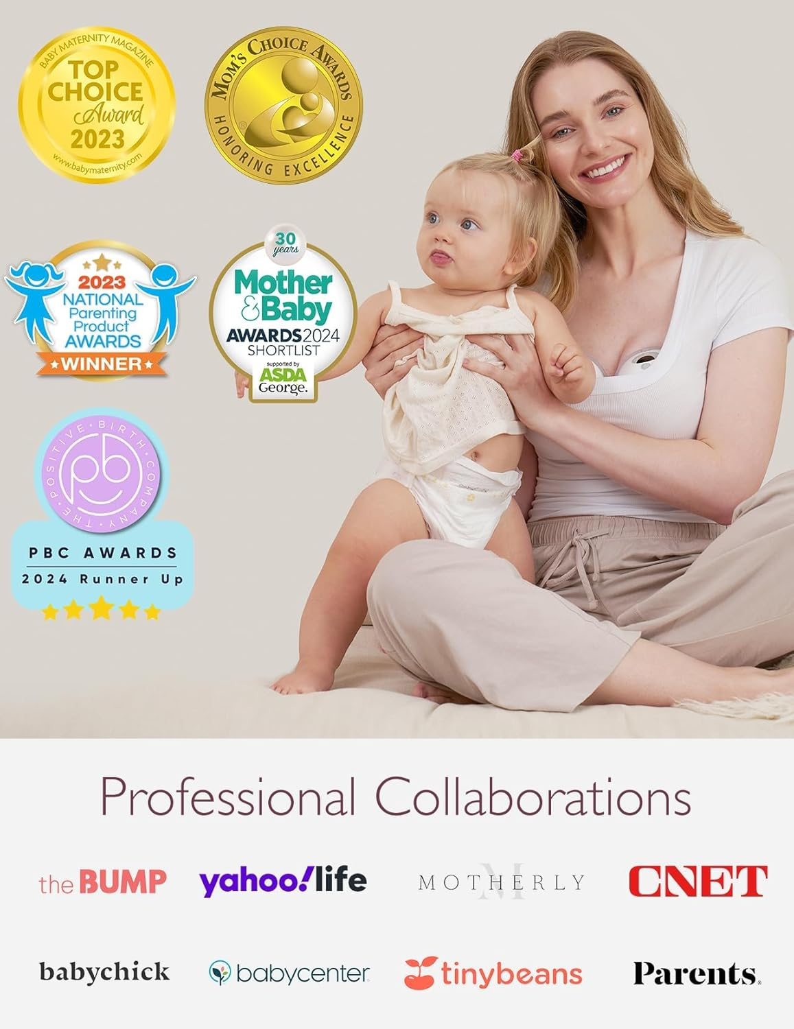 Momcozy M5 Hands Free Breast Pump, Portable Electric Pump of Baby Mouth Double-Sealed Flange with 3 Modes & 9 Levels (Gray, 2 Count) image number 6