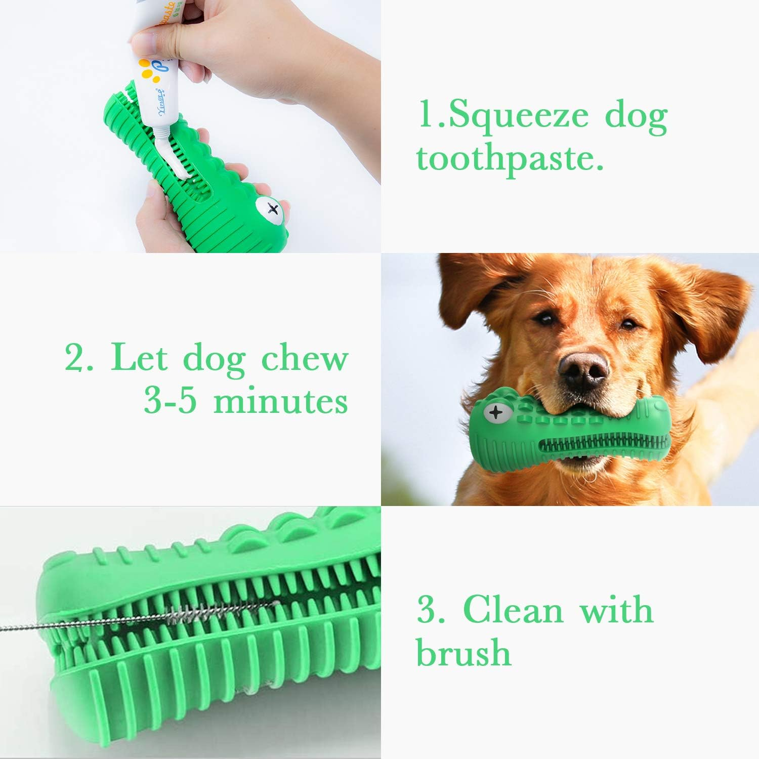 Squeaky Dog Toys for Large Medium Dogs,Tough Indestructible Dog Chew Toys Dog Teeth Cleaning Toothbrush for Dog Dental Care/0 image number 1