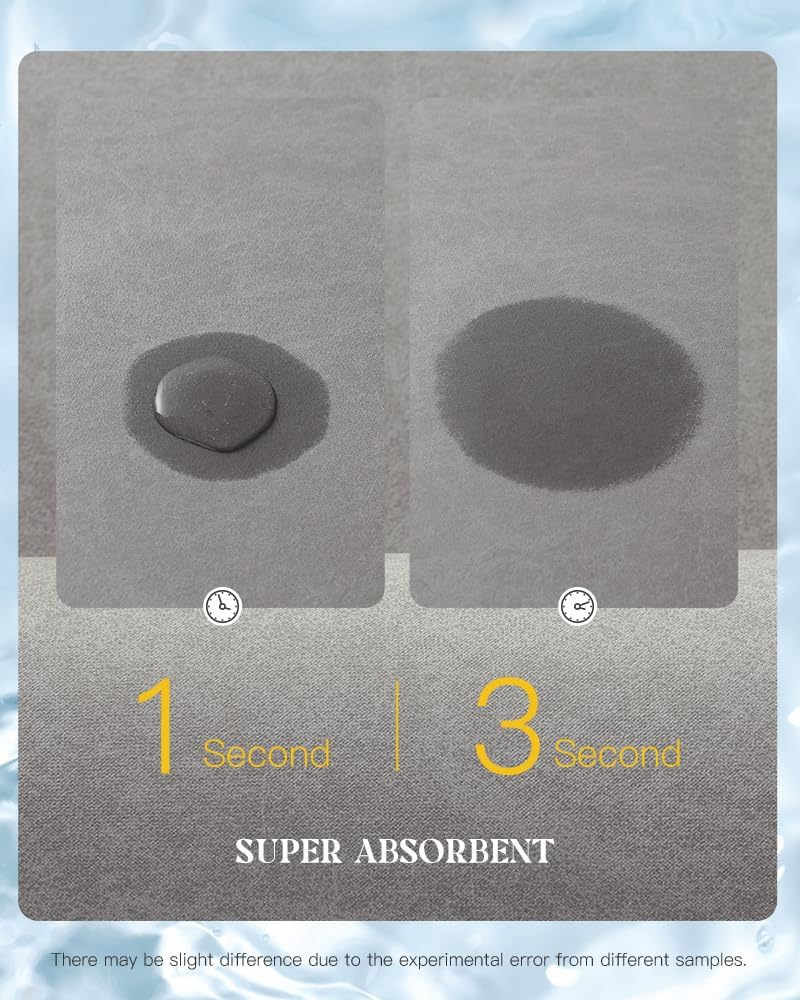 Bath Mat Rug-Rubber Backing Non Slip Quick Dry Absorbent Thin Bathroom Rugs Fit under Door-Faux Suede Surface Bathroom Floor Mats-Shower Rug for in Front of Bathtub Shower Gray 43X90 image number 1