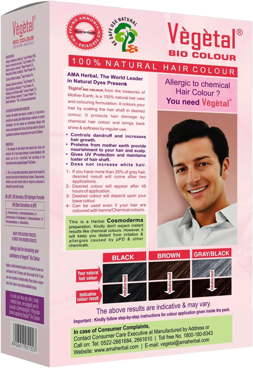 Vegetal Bio Hair Colour - Dark Brown 150G Achieve Natural, Ammonia-Free Hair Color Ppd-Free, 100% Herbal Certified Organic for Men and Women UV Protection and Luster Maintenance Complete Kit image number 4