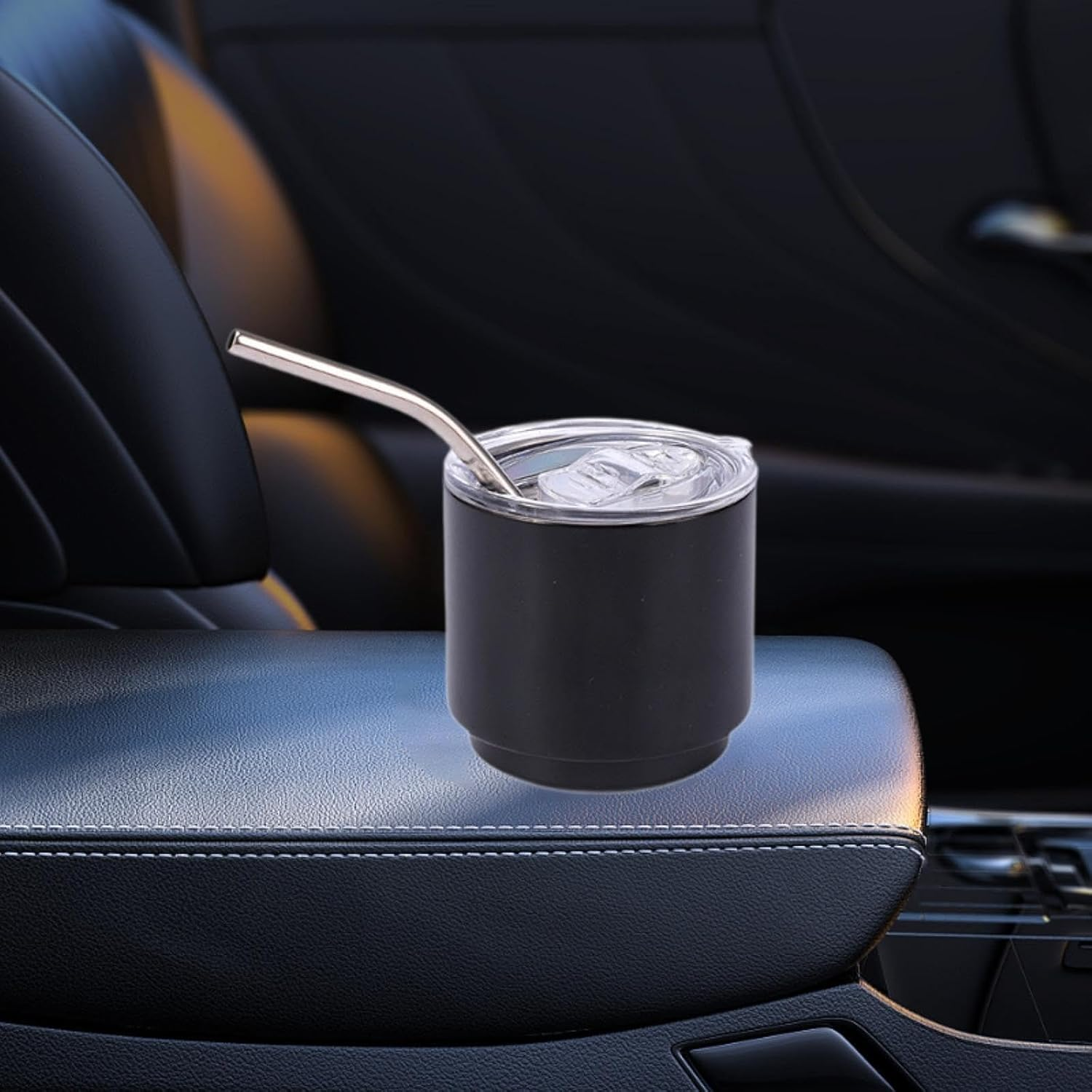 Eigell Stainless Steel Cup Mini Car Cup 4Oz Metal Cup Ultralight Drinking Cup Outdoor Milk Coffee Mug for Traveling Camping Picnic, Black image number 2