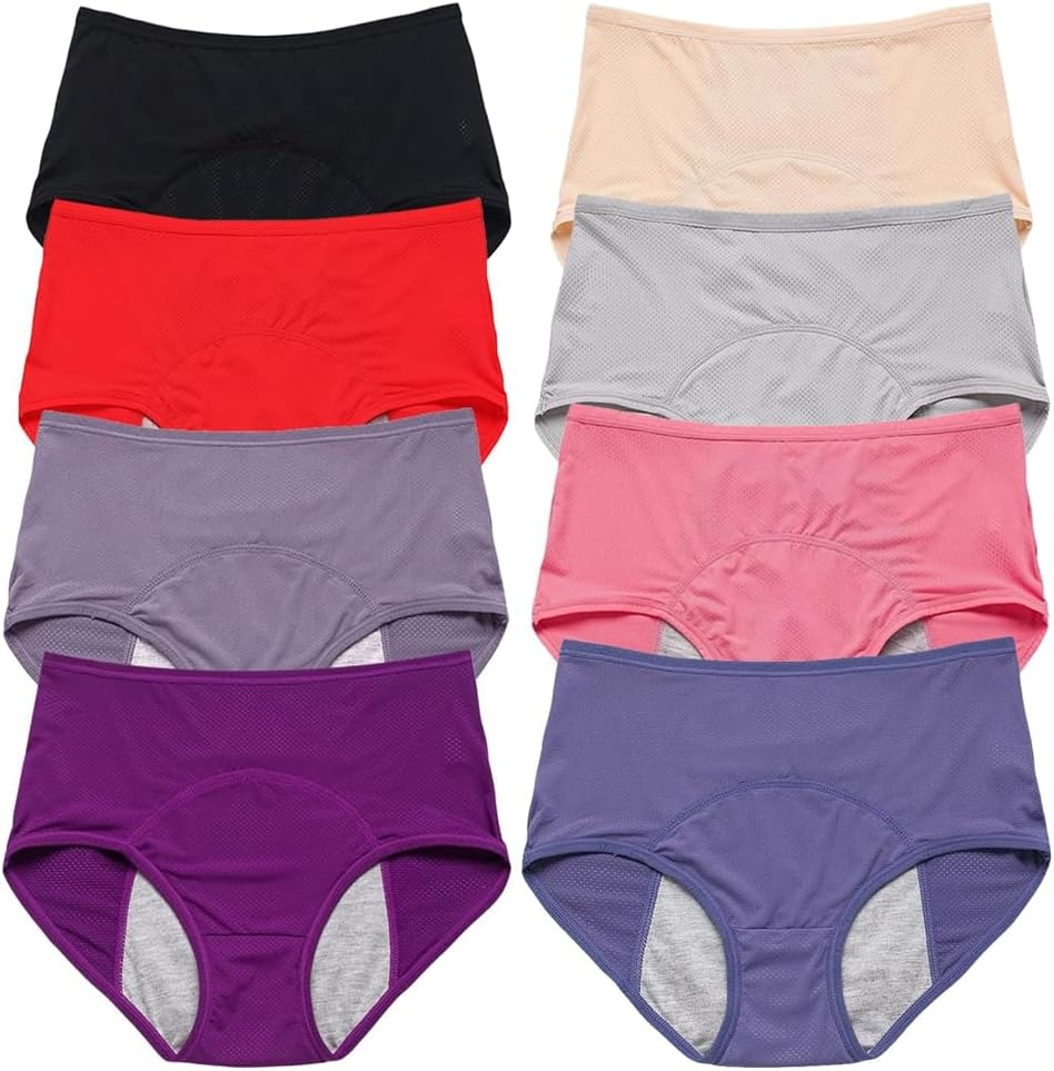 New Upgrade Leakproof Ladies Underwear,High Waist Leakproof Underwear,Incontinence Underwear for Women,Leak Proof Panties for Women over 60 (5Xl,8Pcs) image number 4