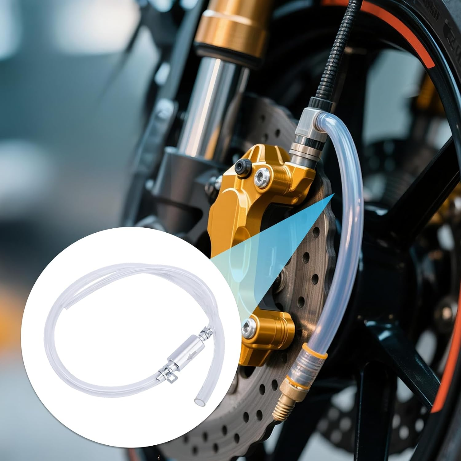 BOXOB 2 Sets Brake Bleeder Hose, Bleeding Tool Kit One Way Check Valve Tube with Rubber Cap & Clamp Brakes Bleeder Tubing for Car Motorcycle Clutch Modification Maintenance Travel Refueling image number 3