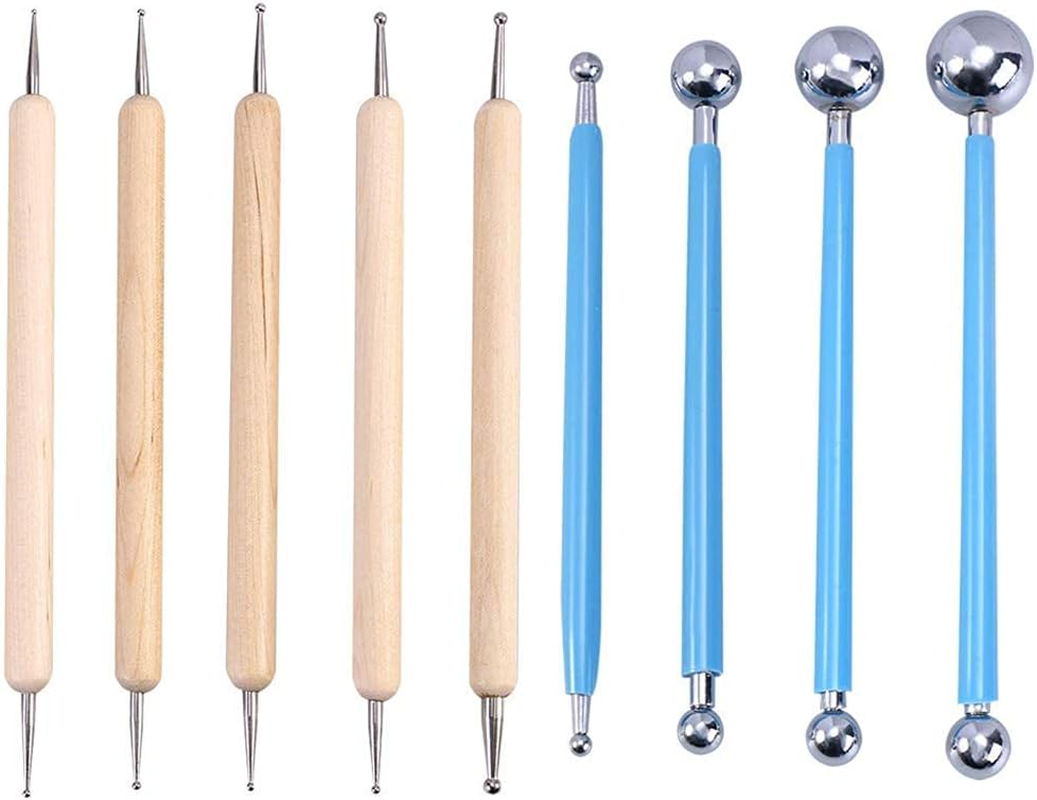 Es&sup3;Kube Nail Art Tool Set, Ball and Wooden Dotting Embossing Stylus for Nail Art - Set of 9 Pieces image number 4