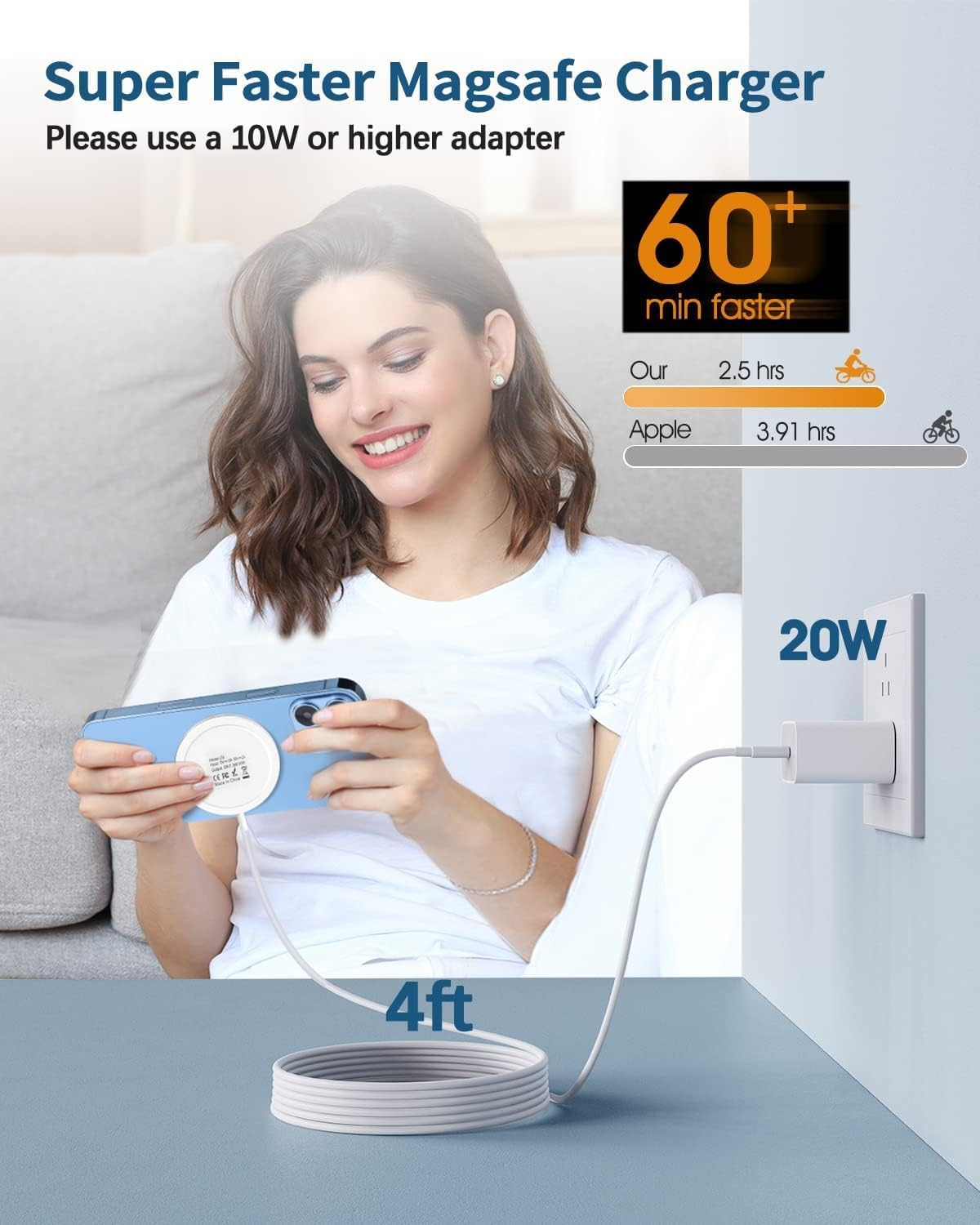 Magnetic Wireless Charger 15W Mag-Safe Charger for Iphone 16 Pro Max/16 Pro/16/16 Plus/15/14/13/12 Series Airpods 3/2/Pro/Pro 2 LED Magnet Charging Pad Mag Safe Charger with Dual Charging Ports image number 1