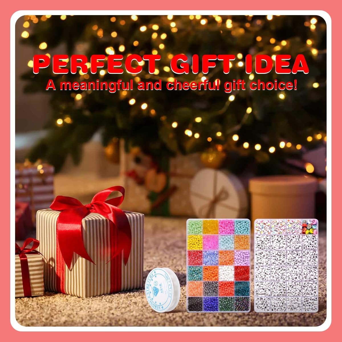 ANSHINE 4100Pcs 4Mm Glass Seed Beads Kit with 24 Colors, Letter Beads & Accessories for Kids' Jewelry Making & Crafts image number 3