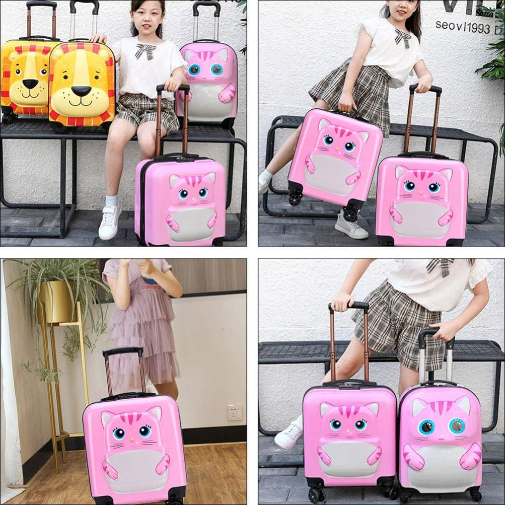 KESYOO Kids Carry on Luggage with Wheels Girls Travel Suitcase 18 Inch Rolling School Bag for Toddler Children Pink image number 4