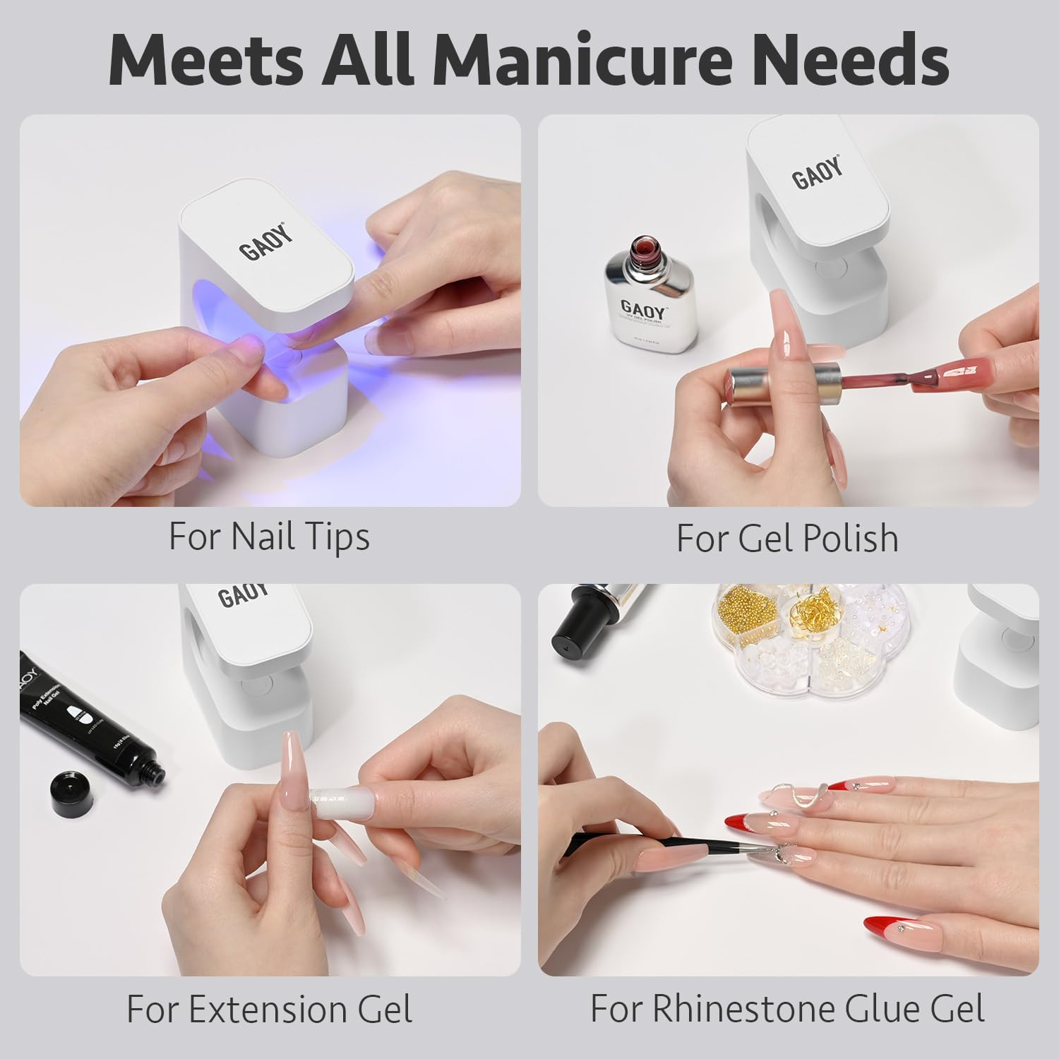 GAOY Mini UV Light for Gel Nails, Rechargeable LED Nail Lamp with 2 Timers, Cordless Portable UV Light for Fast Curing, White image number 4