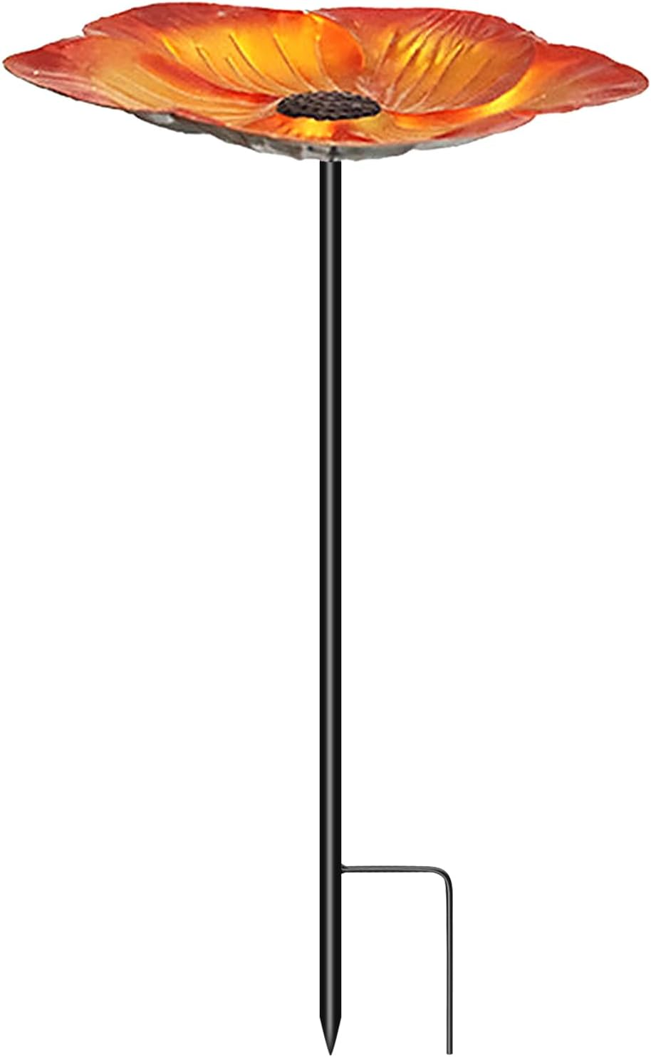 Metal Bird Bath, 25 Inch Rustproof Floral Bird Feeder with Stake, Decorative Sturdy Birdbath for Garden, Yard, Outdoor