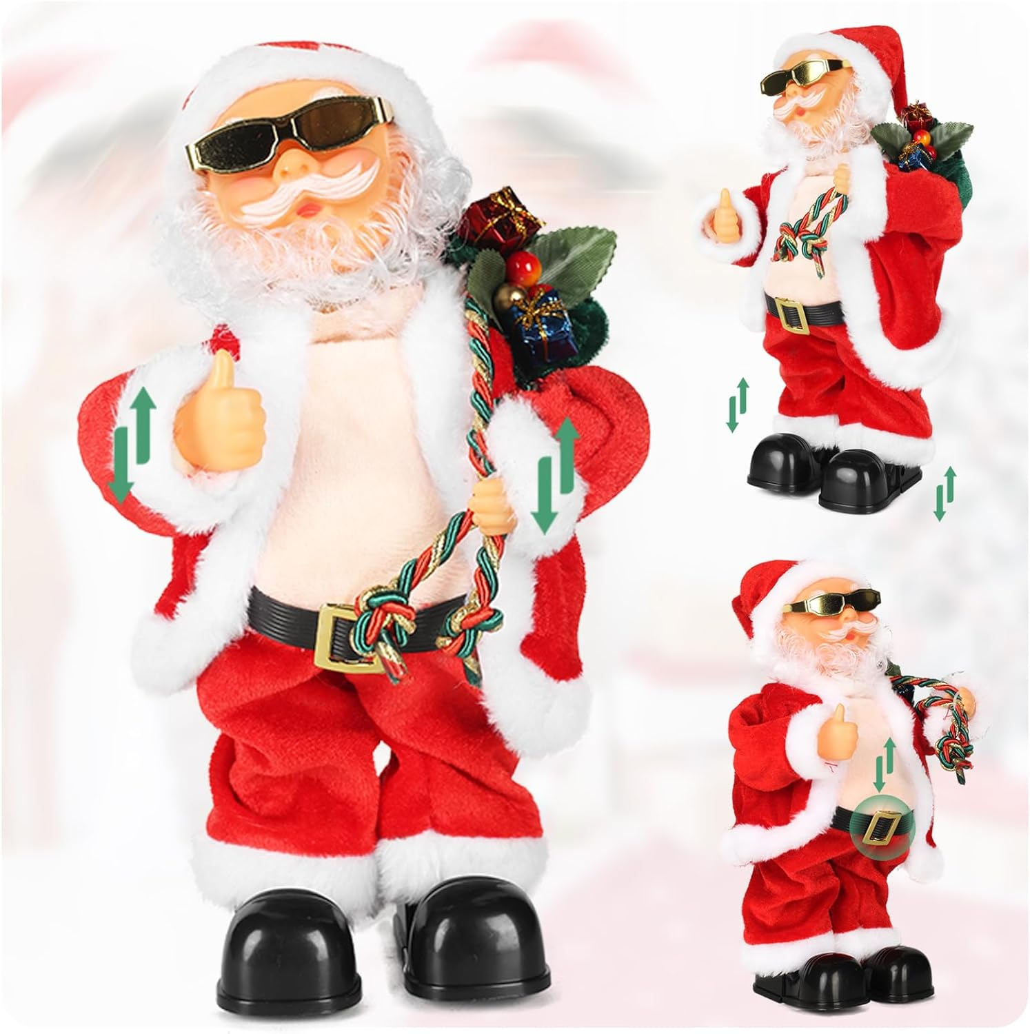 Sdenow Twerking Santa Claus,Booty Shaking Santa Dancing Santa Claus with Music Singing Animated Christmas Santa Toys for Kids - English Song