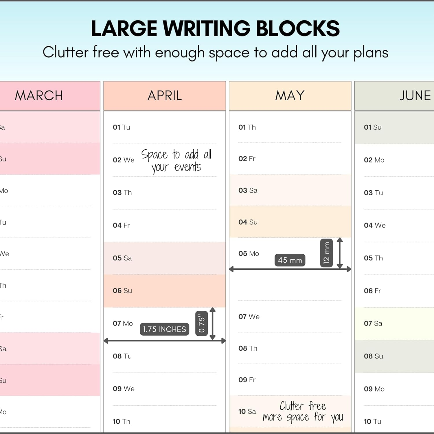 2025 Monthly Wall Planner, A2 60Cm X 42Cm | Rainbow Wall Calendar 2025, Year Planner, Full Year to View | Organiser for Office, University, School | Colorful (Rolled) image number 2