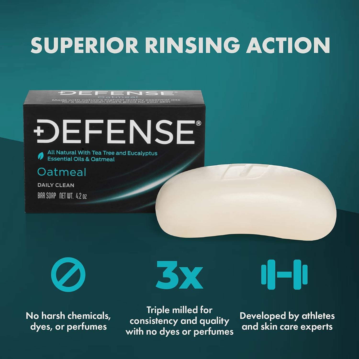 (Oatmeal) - Defence Soap, Oatmeal, 120Ml Bar (Pack of 12) - 100% Natural and Herbal Pharmaceutical Grade Tea Tree Oil image number 3