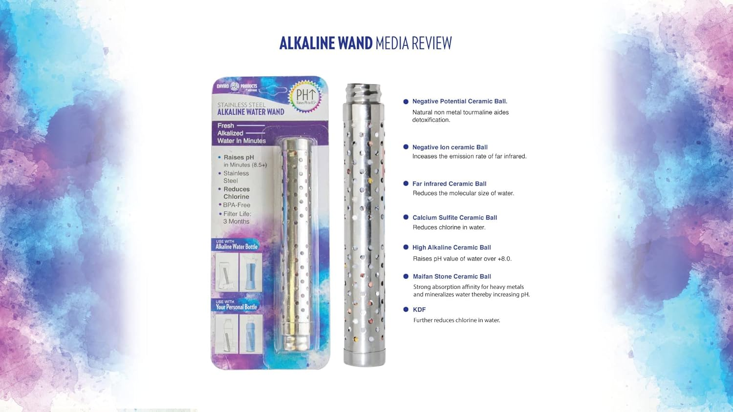 Enviro Products Alkaline Water Bottle with Stainless Steel Alkaline Water Wand, Clear, 700 Ml Capacity image number 1