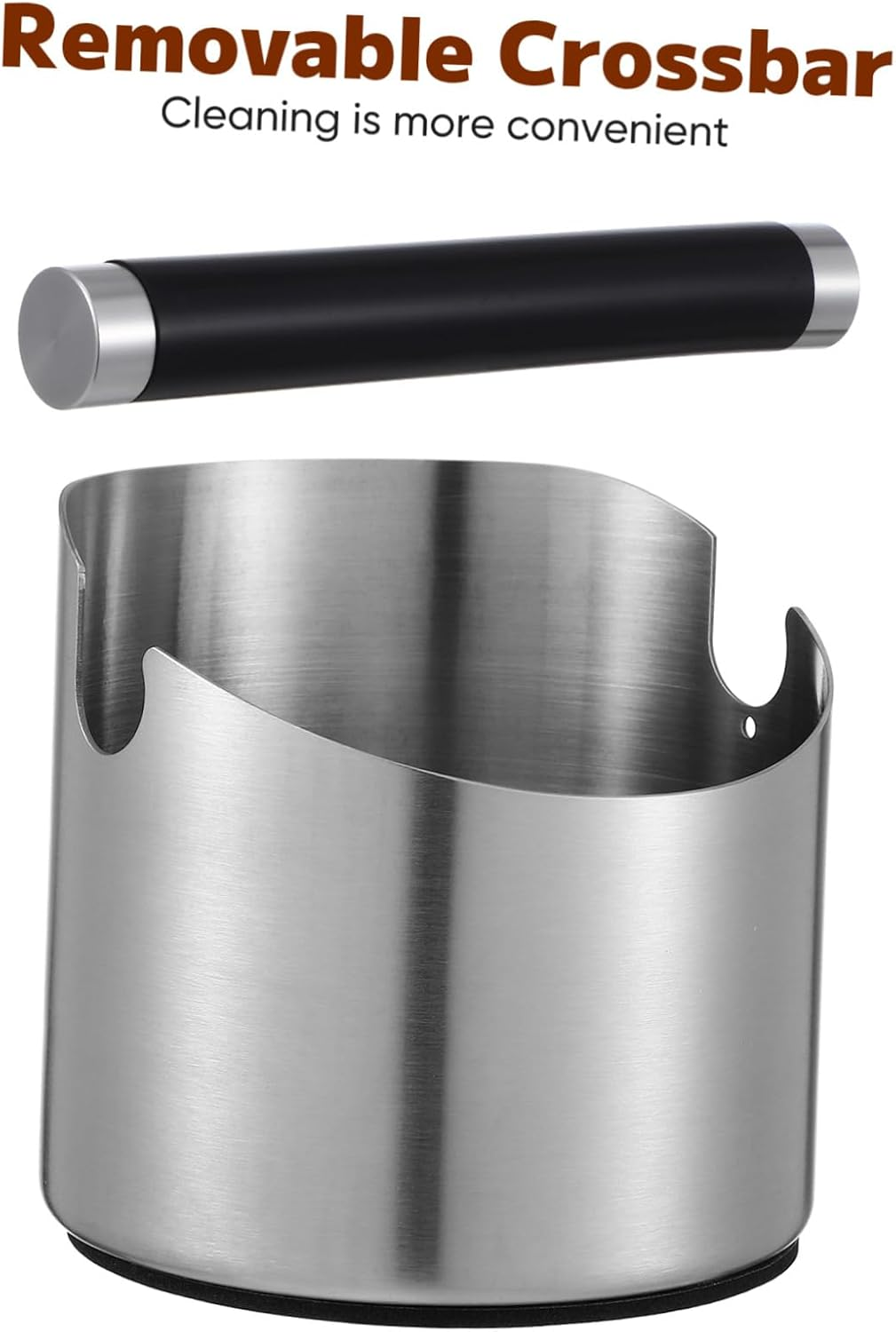 ARTSEWPLY Stainless Steel Coffee Knock Bin with Non-Slip Base Espresso Grounds Container for Home Bar Coffee Shop Heat Resistant Semi-Automatic Machine Accessory