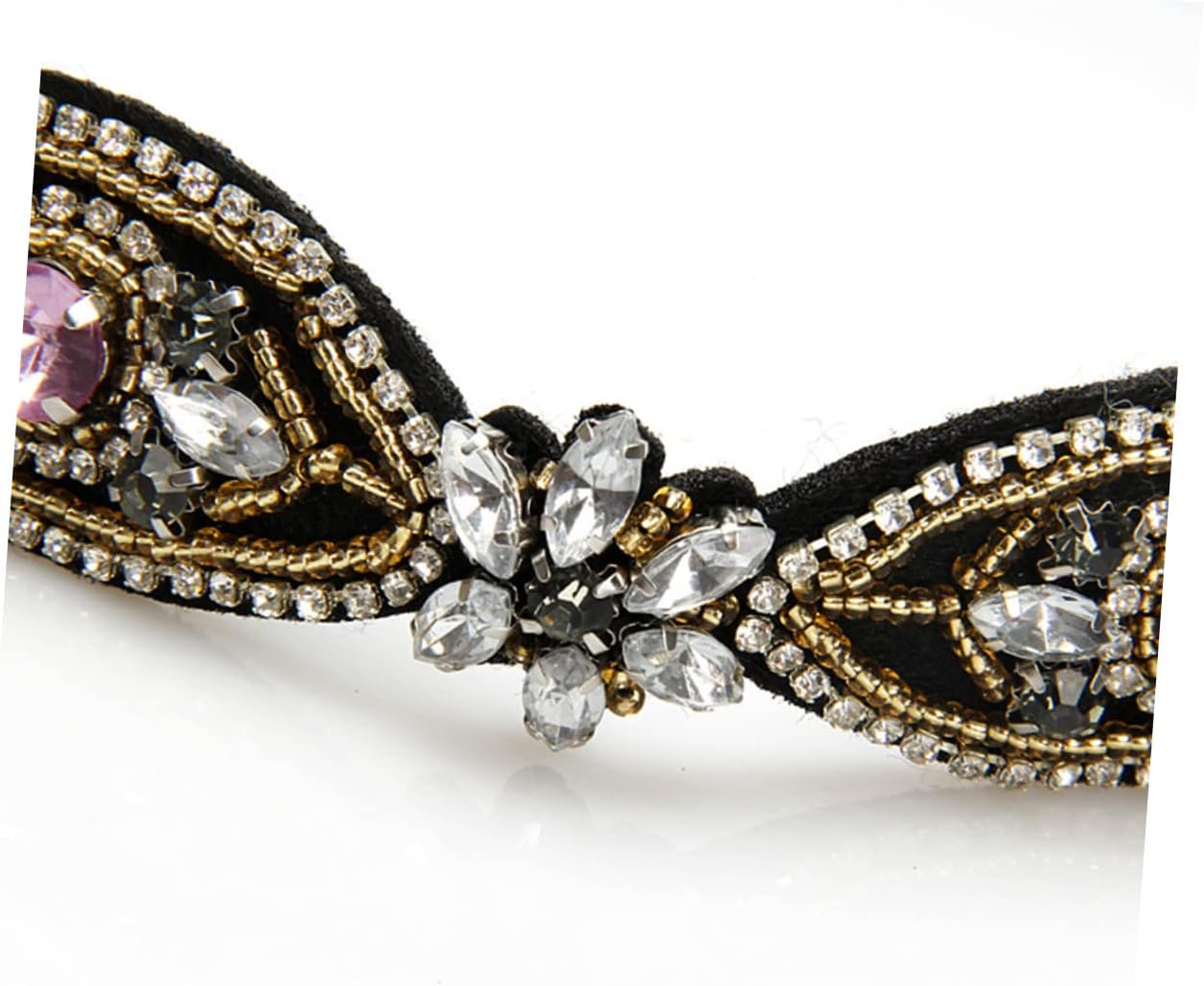 KALLORY Handmade Rhinestone Beaded Elastic Headband for Women Girls Crystal Hairband Women Hair Hoop for Casual Outings and Parties image number 6