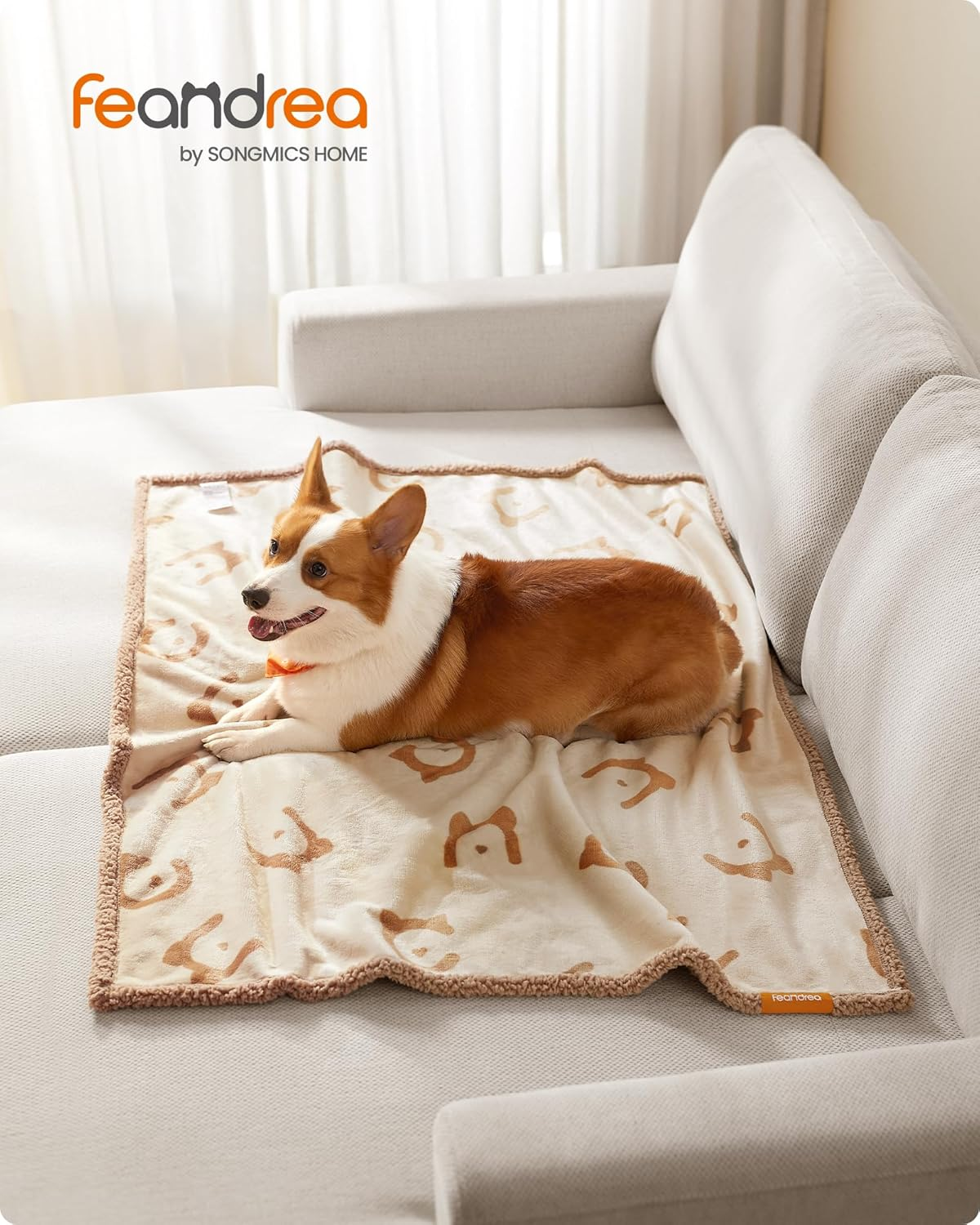 Feandrea Waterproof Dog Blanket, Sherpa Fleece Pet Blanket for Small Medium Dogs, Cats, 127 X 101 Cm, L, Machine Washable, Double-Sided Sofa Cover Protector, Beige PPB050K01 image number 2