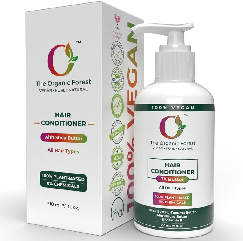 The Organic Forest Sulfate-Free Deep Conditioner for Curly, Dry & Damaged Hair - Infused with Shea Butter & Coconut Oil for Moisturizing, Strengthening & Detangling image number 4