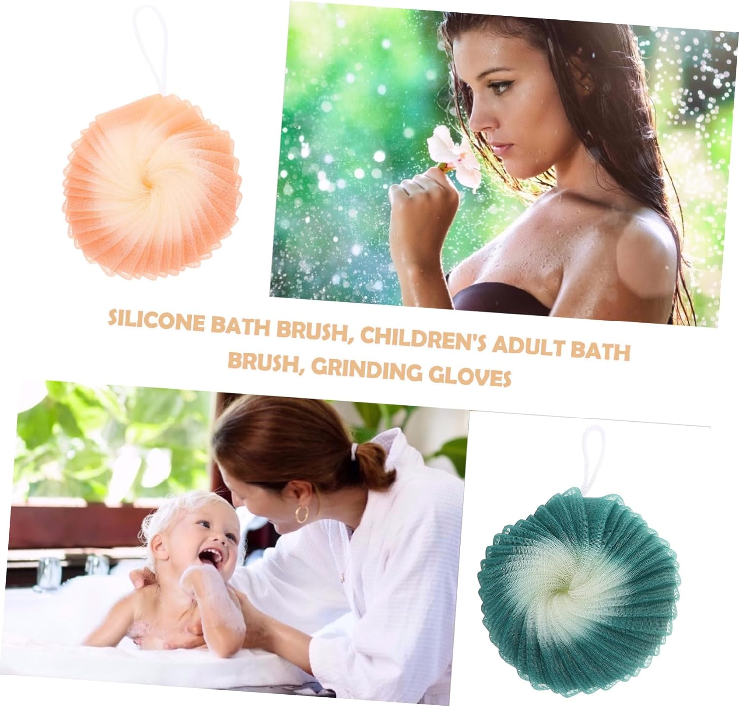 COOLHIYA 3Pcs Soft Exfoliating Bath Gentle Scrubber for Loofah Vibrant and Refreshing Shower image number 6