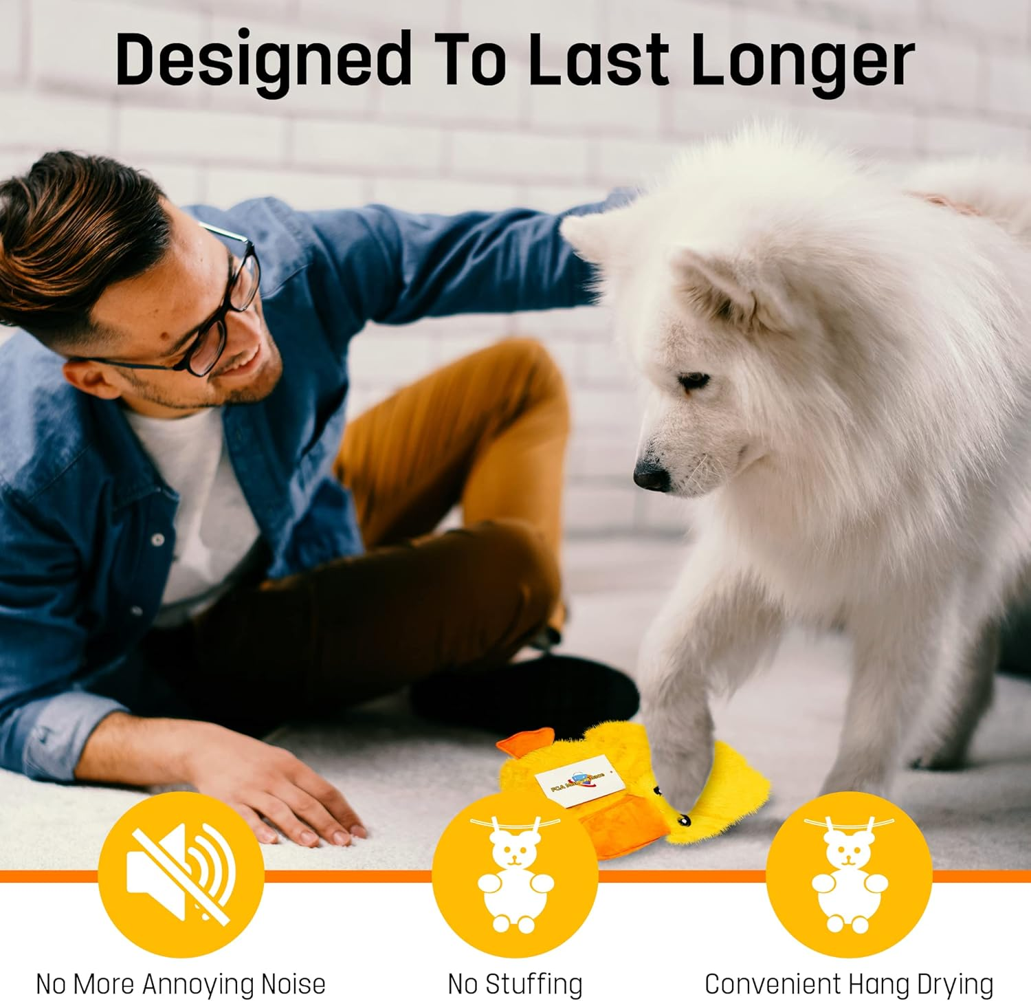 FGA Marketplace Stuffingless Duck Flat Dog Toys, Non Squeaky Dog Toy for Medium and Large Dogs 21 Inch image number 1