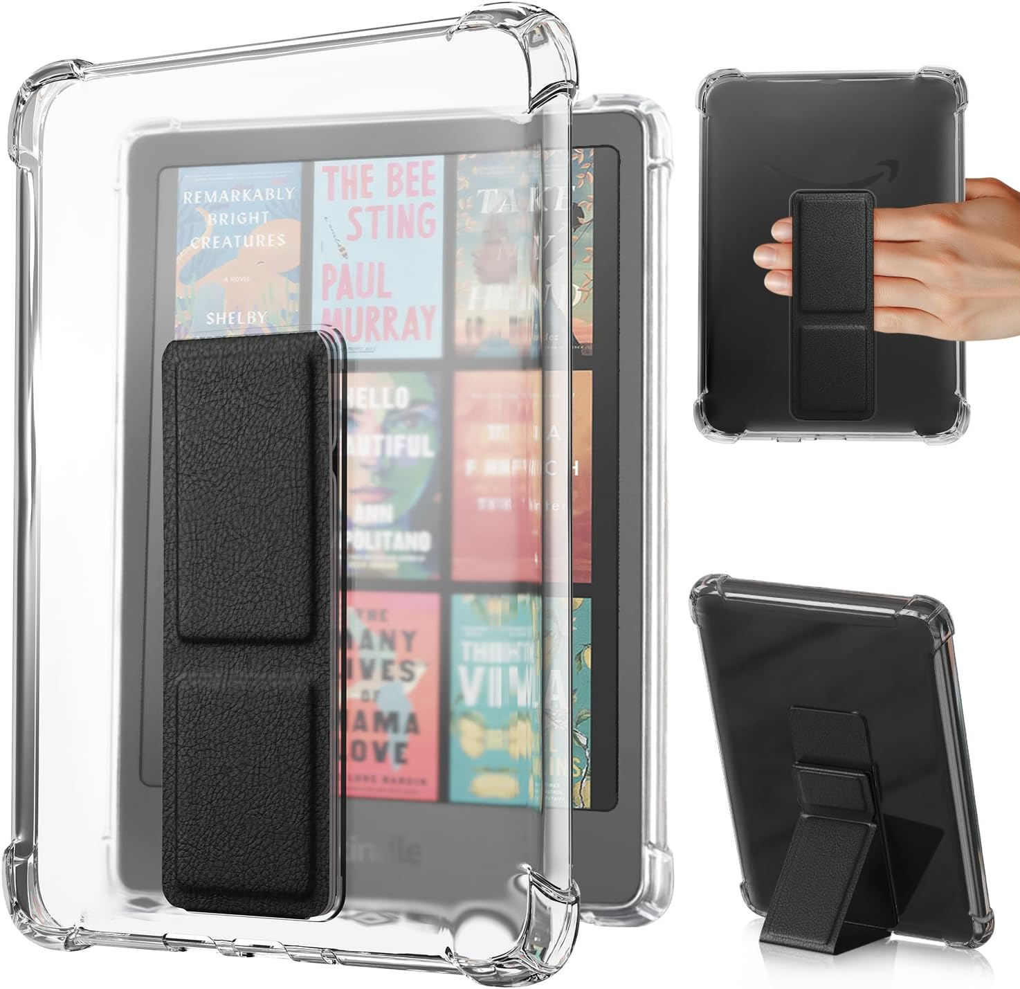 Kindle Paperwhite Case 12Th Generation 2024, Clear Silicone Cover with Stand, Slim Shockproof Shell for Daily Use and Travel, Transparent Green