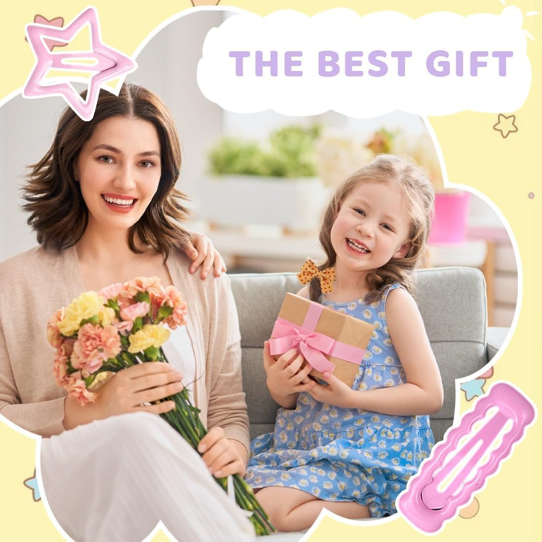 COYUN Pack of 12 Hair Snap Clips - Star Hair Clips, Pentagram Hair Clips, Metal Hair Clips, Sequin Hair Clips, Hair Styling Accessories for Girls and Women image number 4