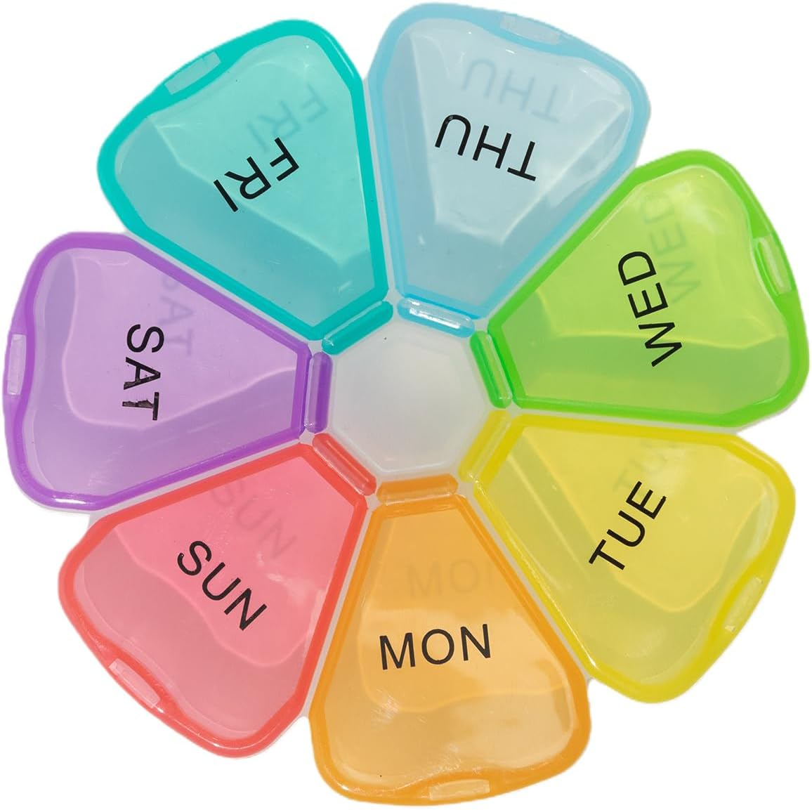 1Pack Weekly Pill Organiser, Cute Pill Box 7 Day 1 Times a Day, Portable Travel Tablet Organiser with 7 Large Compartments, for Vitamins Supplements Medication(Rainbow) image number 6