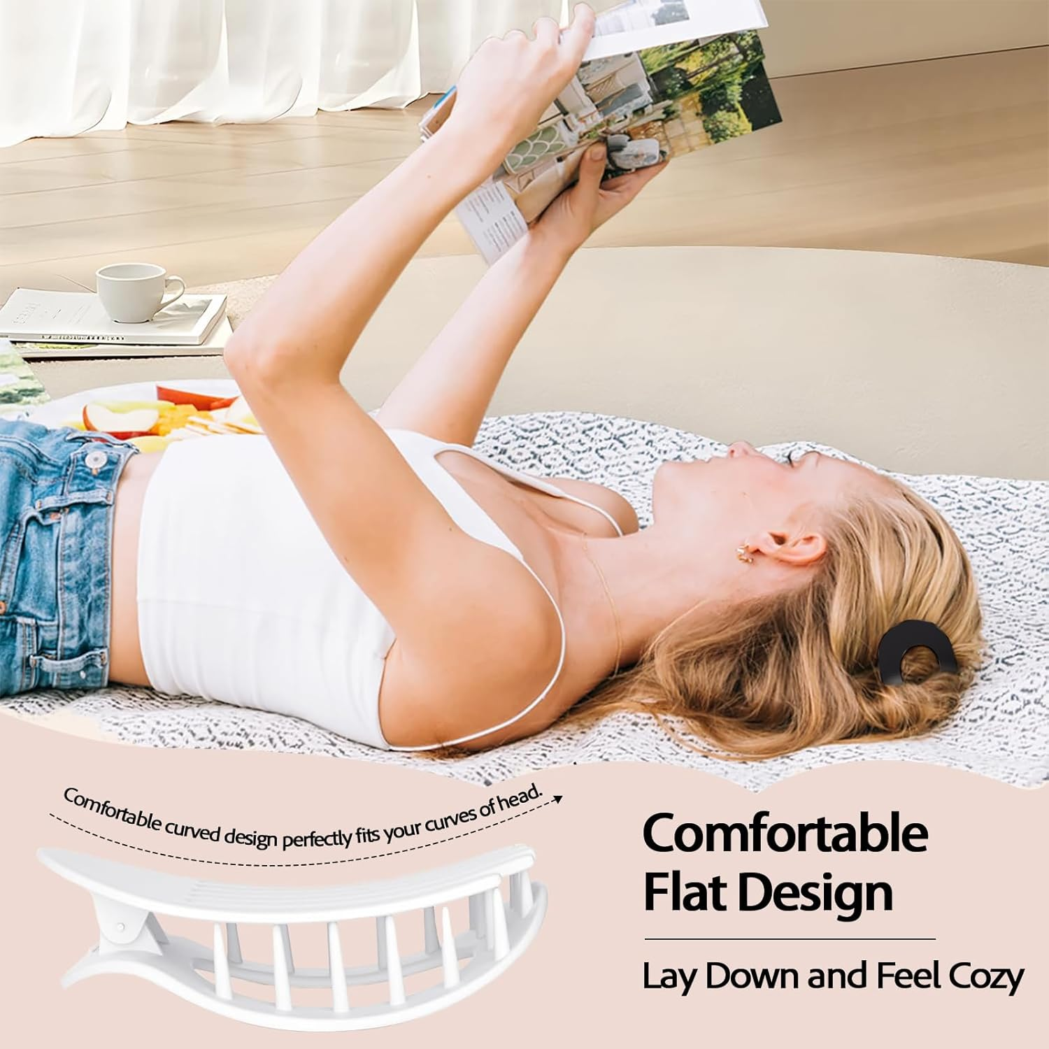 Vivasmile 4 PCS Flat Hair Clips for Women, Curved Design Hair Clips for Lying, Driving - Matte Strong Hold Hair Claw Clips for Thin, Thick Hair, Hair Accessories for Women and Girls (Neutral) image number 2