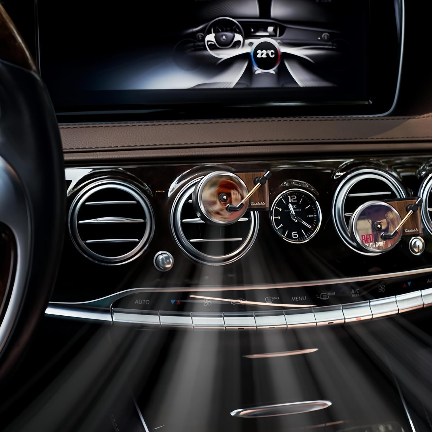 2 Pcs Taylor Car Air Fresheners Vent Clips with 12 Pcs Album Cover Air Fresheners, Retro Style Record Player Air Freshener Car Accessories Decoration, Music Lovers Gift image number 4