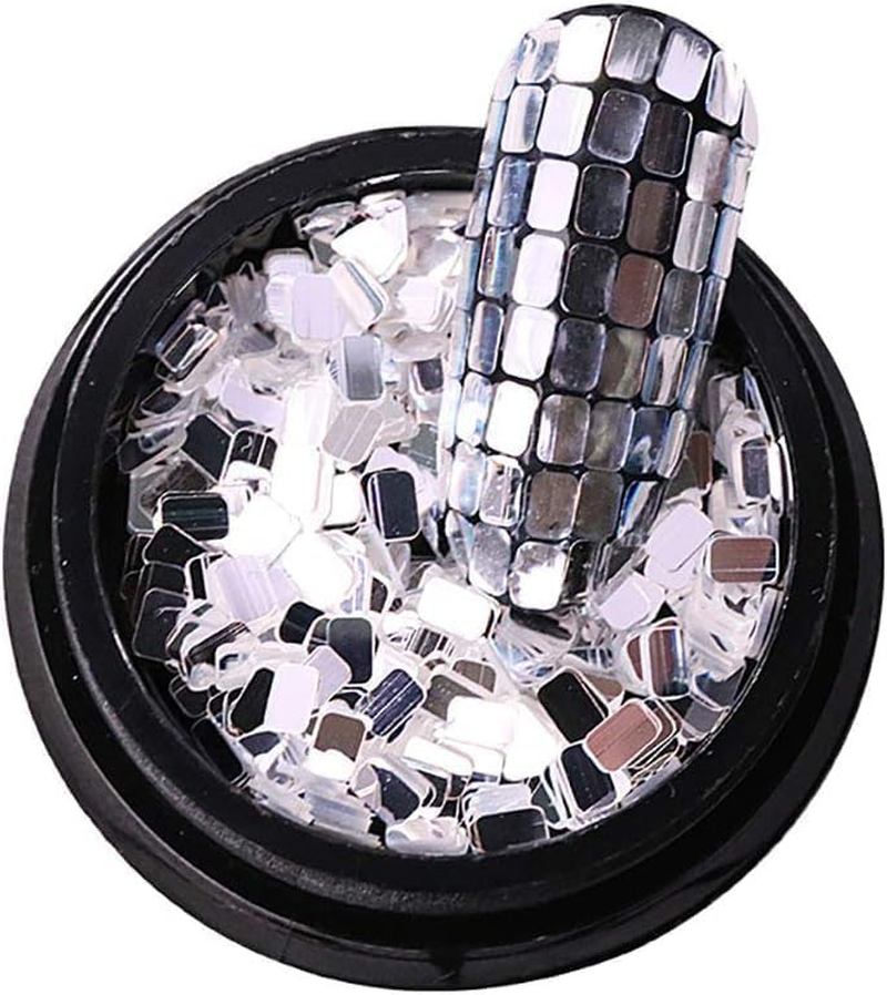 Nail Sequins Silver Square Nail Art Accessories for Nails Decoration Makeup DIY Arts Crafts Nail Art and Nail Polish image number 5