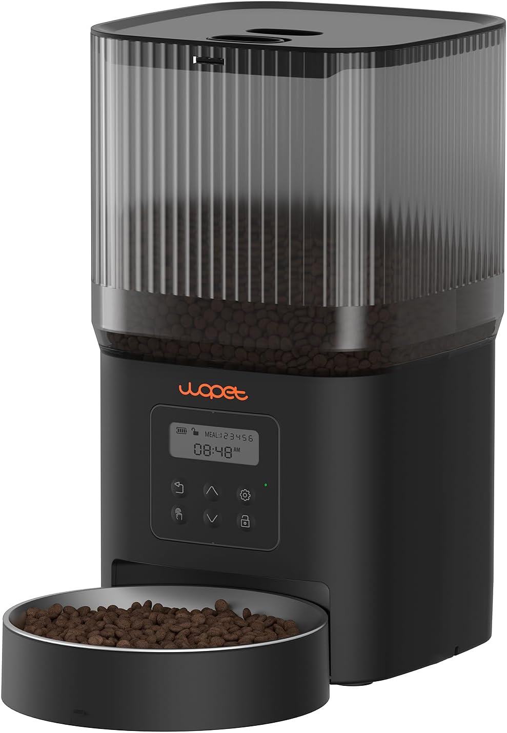 WOPET Automatic Cat Feeder 4L Cat Food Automatic (222 Utilities) 180 Days Battery Life (1-6 Meals per Day, Dry Food) Feeder for Cats/Dogs, Stainless Steel Bowl, Double Power Supply image number 2