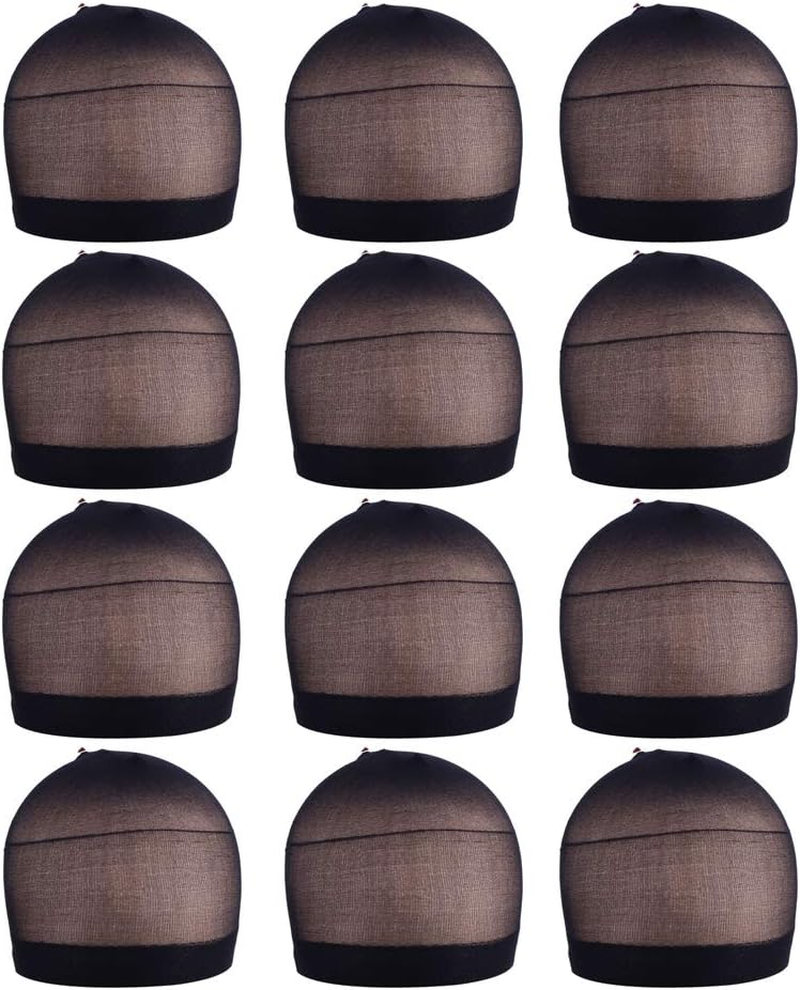 Pack of 6 Hair Net Nylon Wig Caps Wig Cap Set Elastic Breathable Hair Net for Wigs (Black)