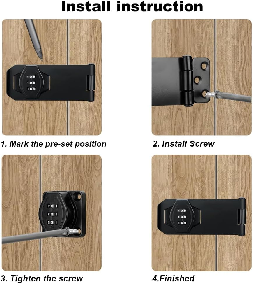 Mechanical Password Combination Rotary Hasp Latch Lock, 10.2 Cm, Keyless Door Security Slide Latch for Doors, Cabinets (Silver) image number 5