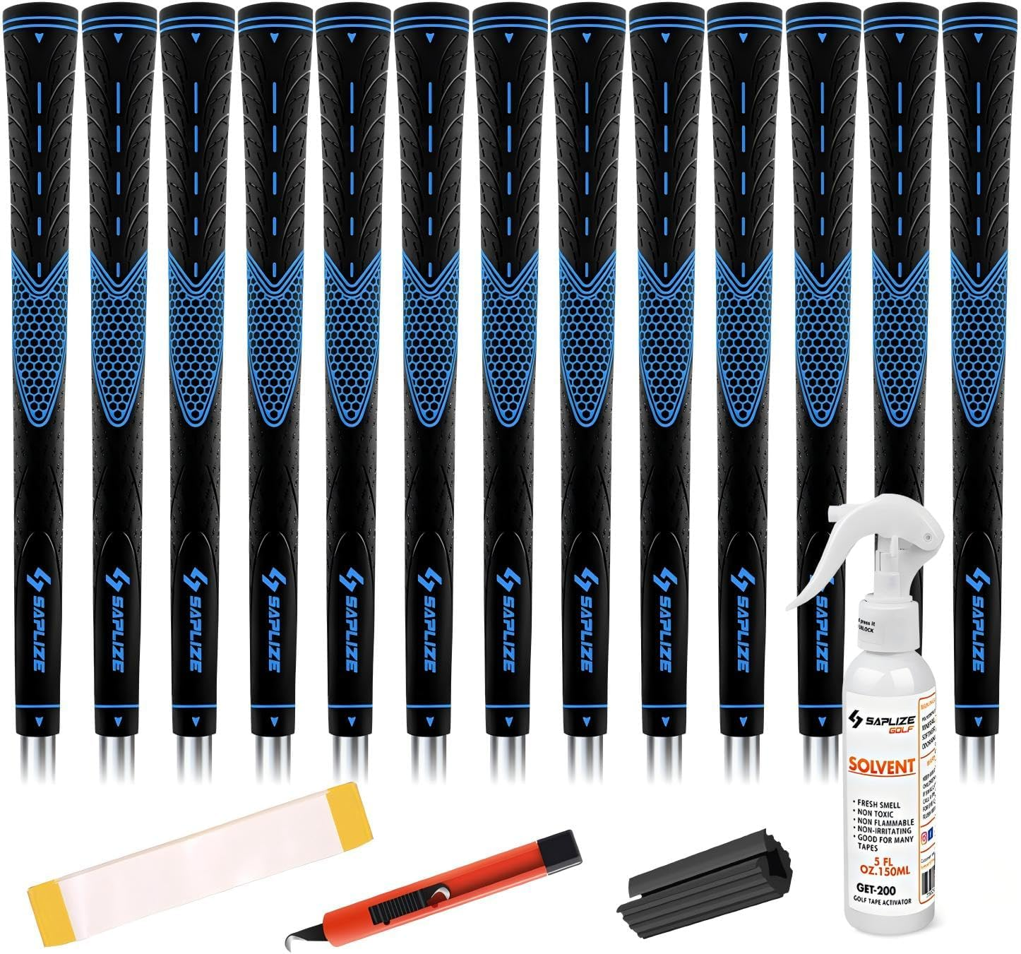 SAPLIZE Classic Rubber Golf Grips 13 Pack, High Feedback, Non-Slip, 13 Grips with Full Solvent Kit, Available in Standard/Midsize, CC01 Series image number 3