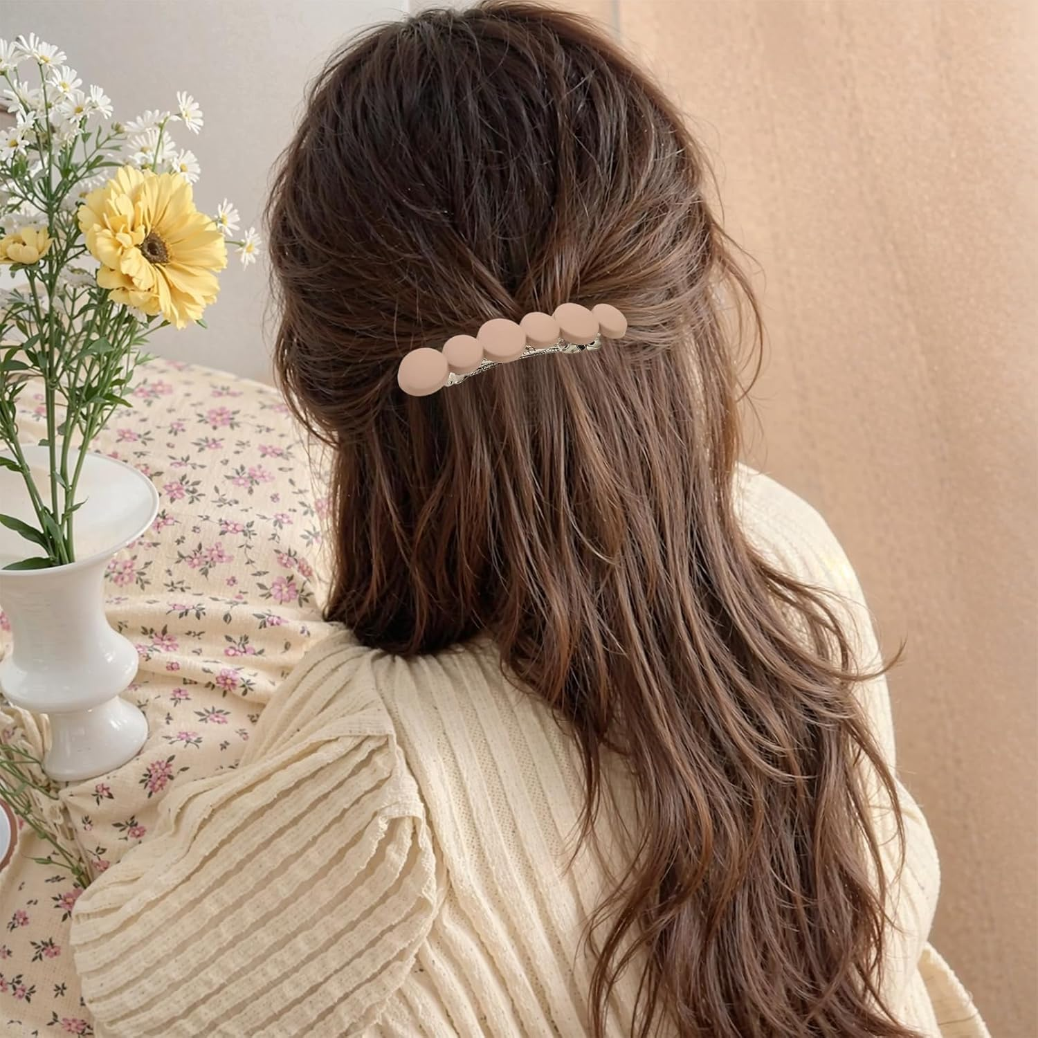 Pack of 6 Automatic Hair Clips, French Elegant Hair Clips, Vintage Hair Accessories Set, Non-Slip Ponytail Holder Clip for Women Girls Fine and Medium Thick Hair (9 Cm) image number 3